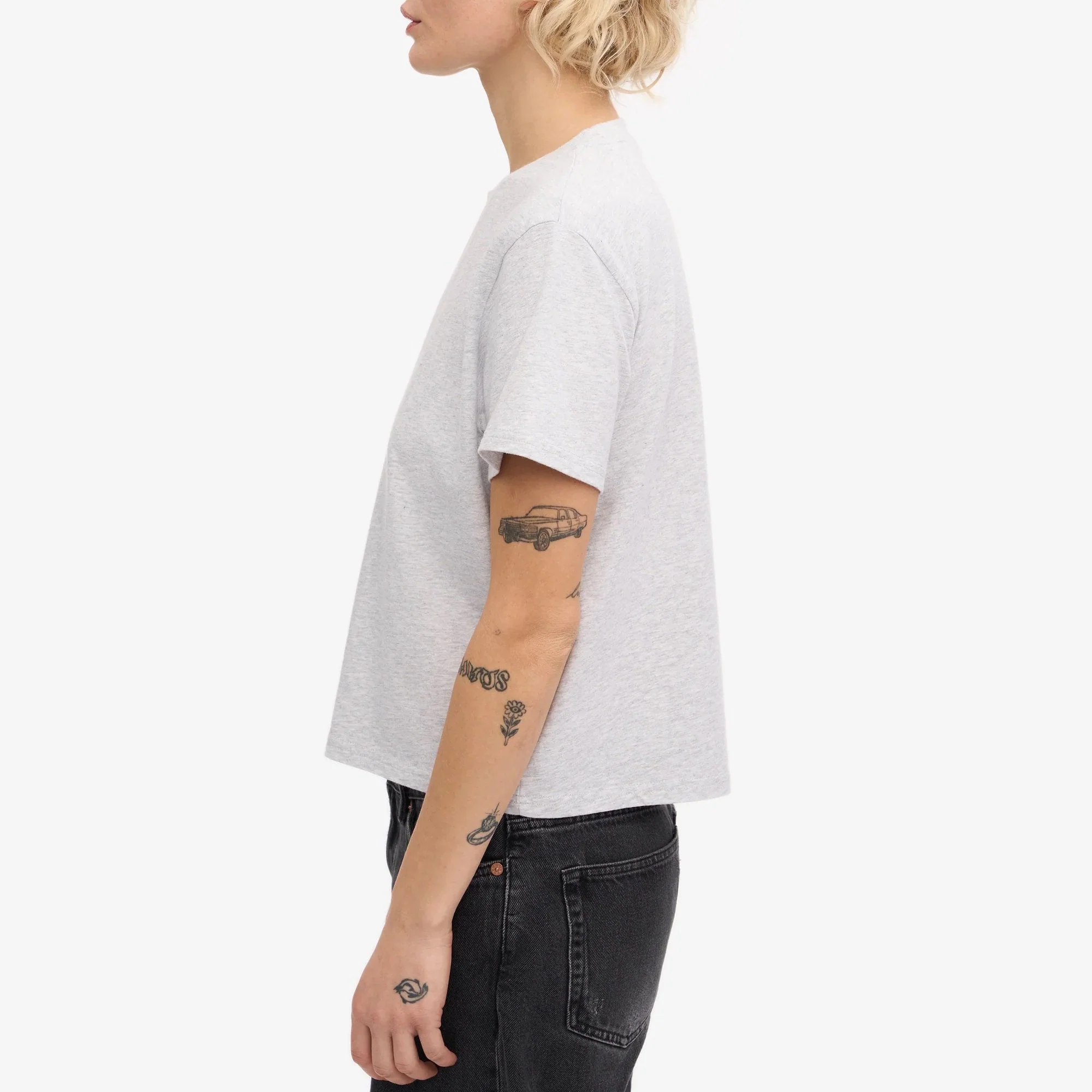 Women's Organic Boxy Crop Tee - Snow Melange - Image 3