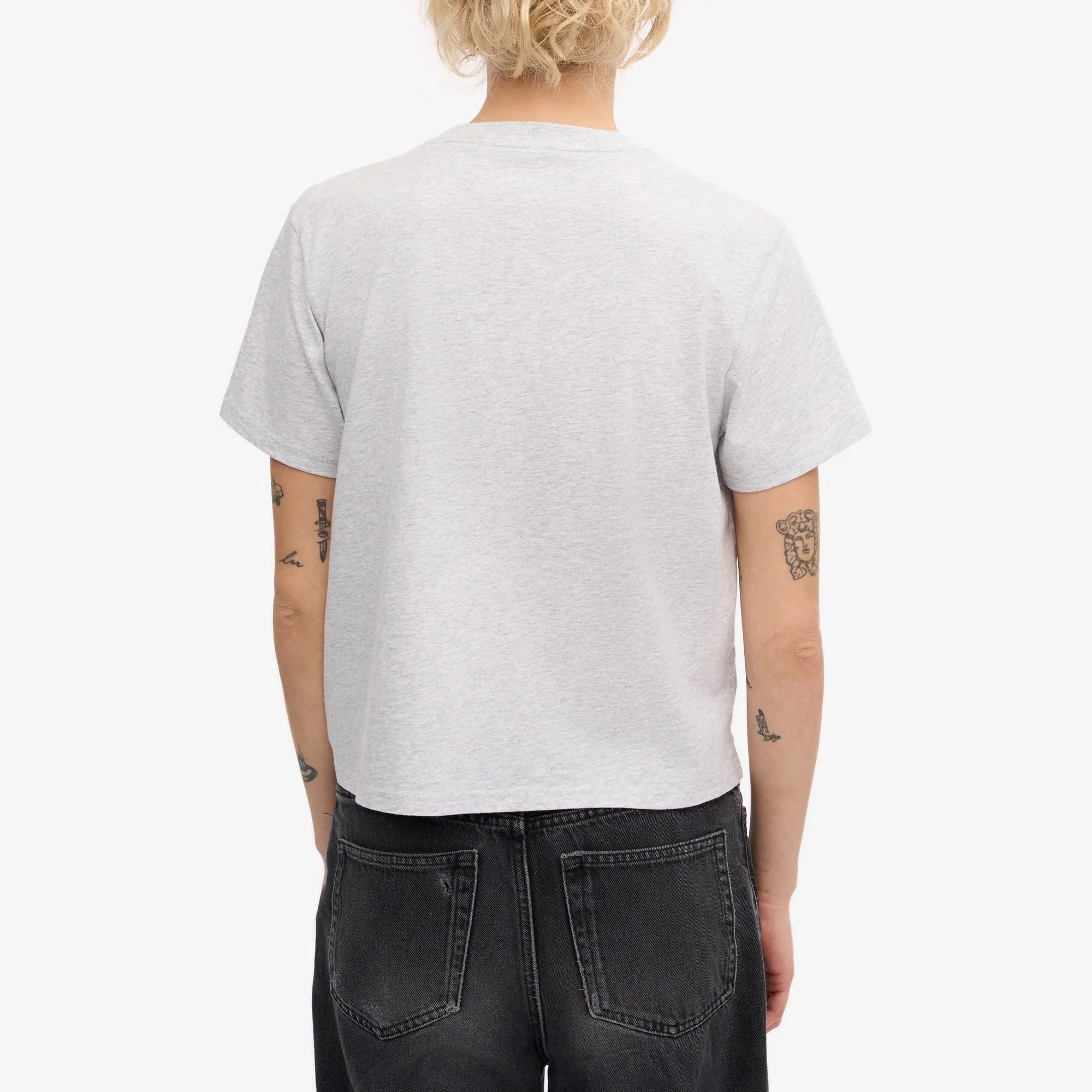Women's Organic Boxy Crop Tee - Snow Melange - Image 4