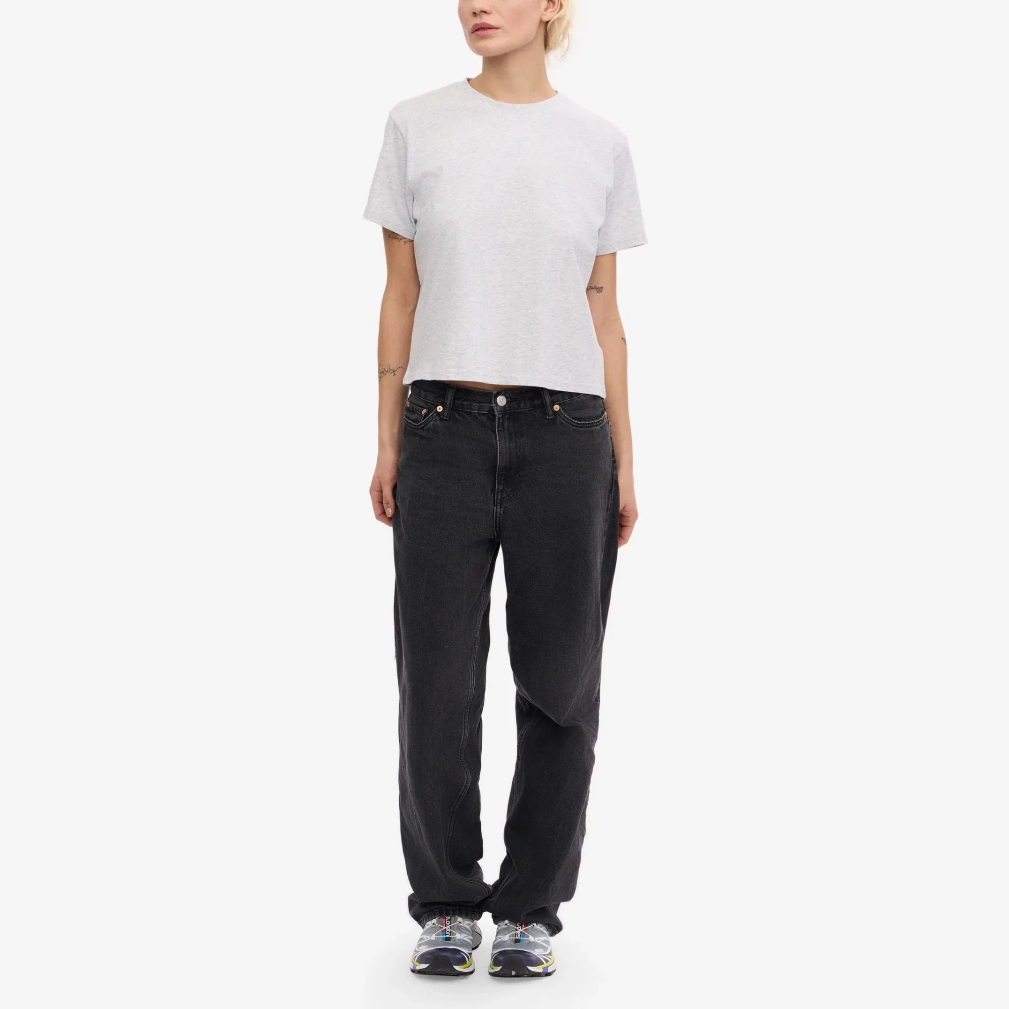 Women's Organic Boxy Crop Tee - Snow Melange - Image 5