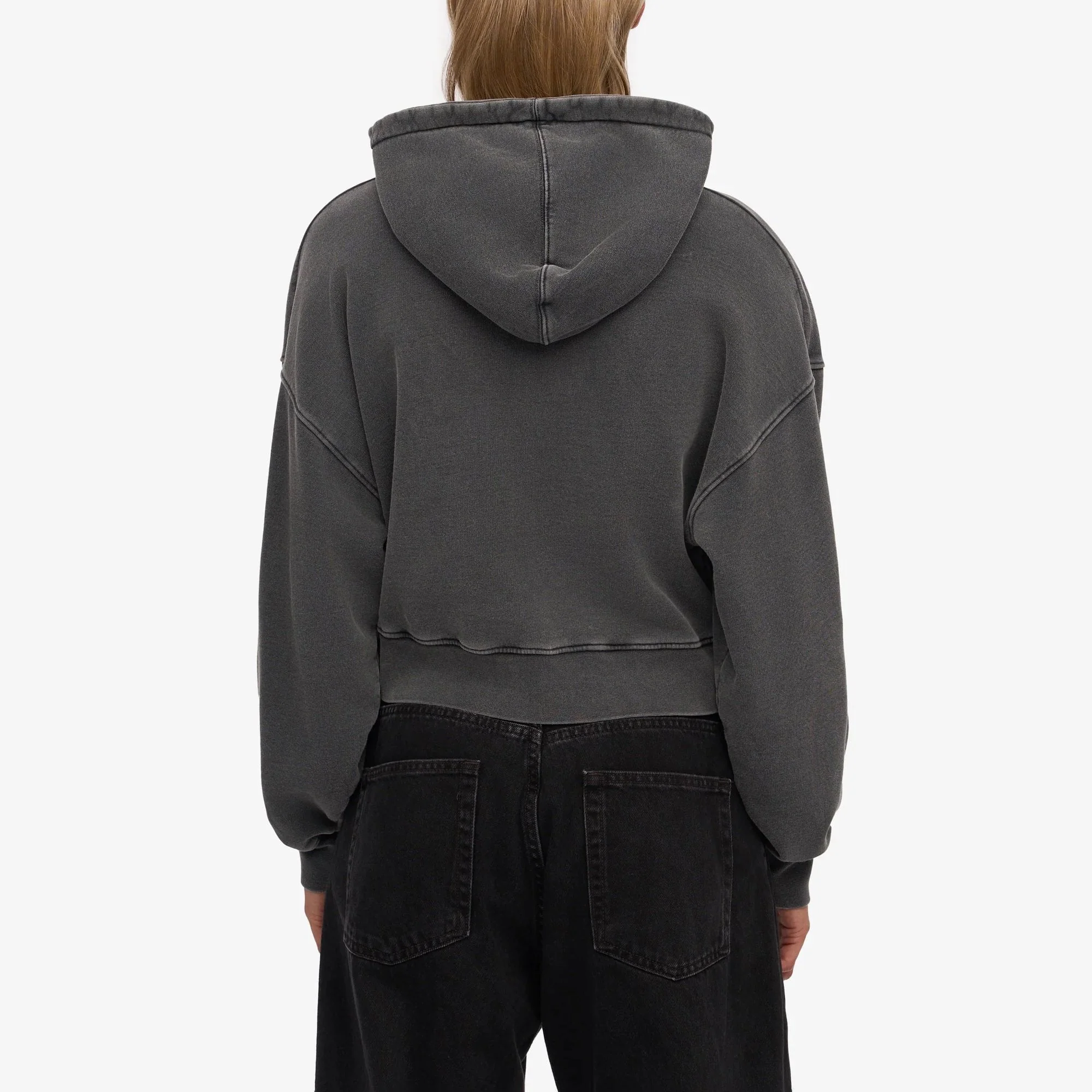 Women's Organic Crop Zip Hood - Faded Black - Image 4