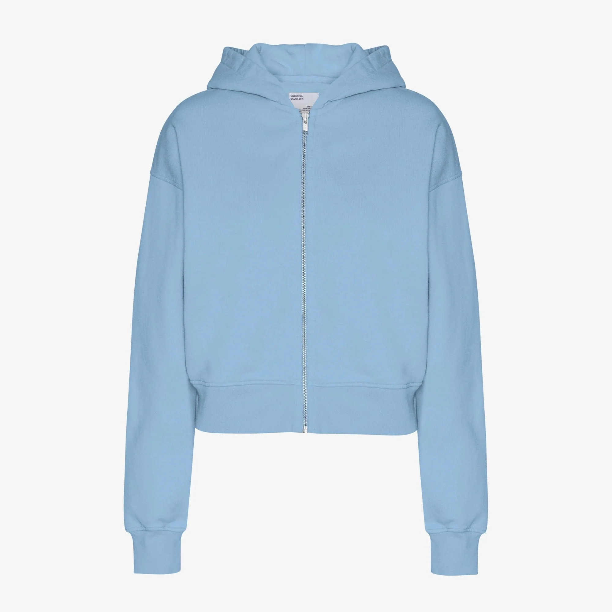Women's Organic Crop Zip Hood - Seaside Blue