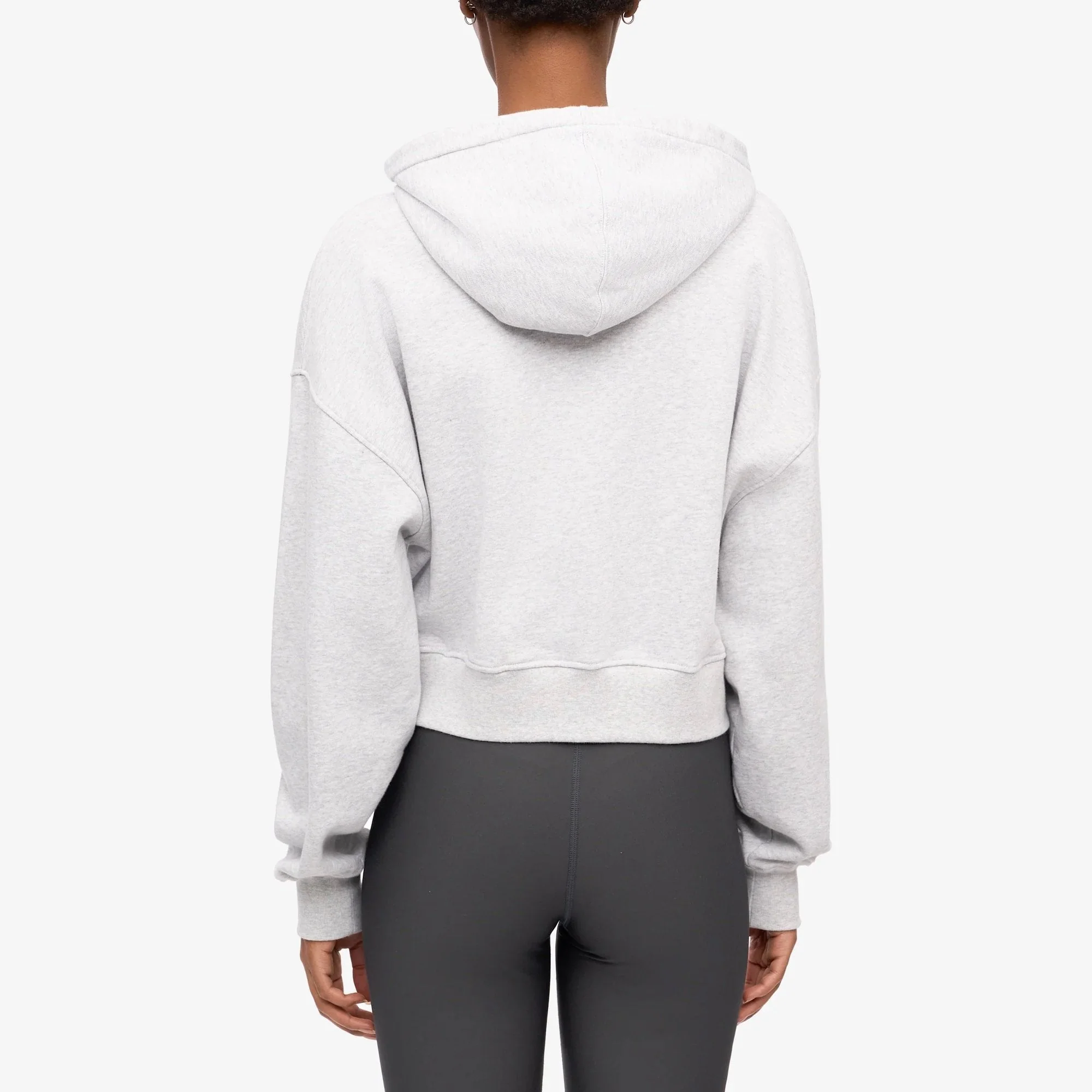 Women's Organic Crop Zip Hood - Snow Melange - Image 4