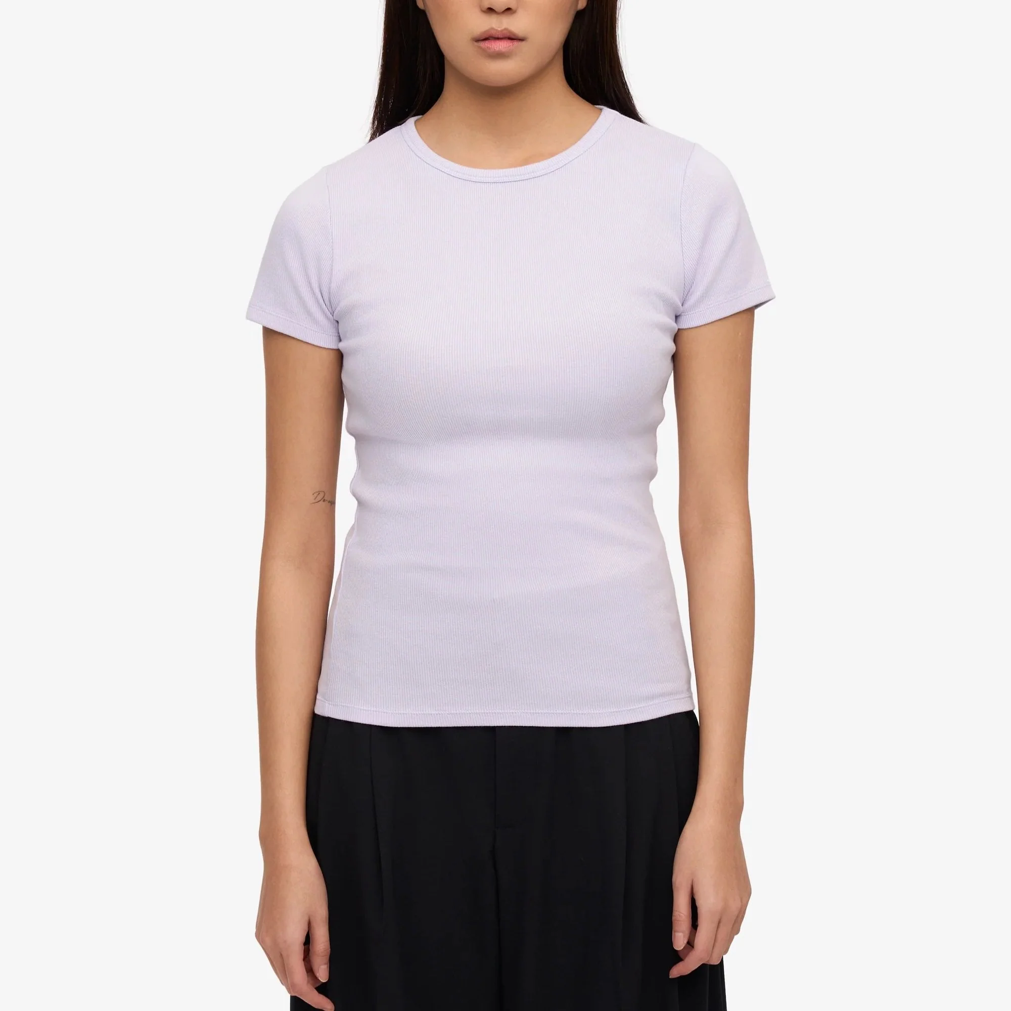 Women's Organic Rib S/S Tee - Soft Lavender - Image 2