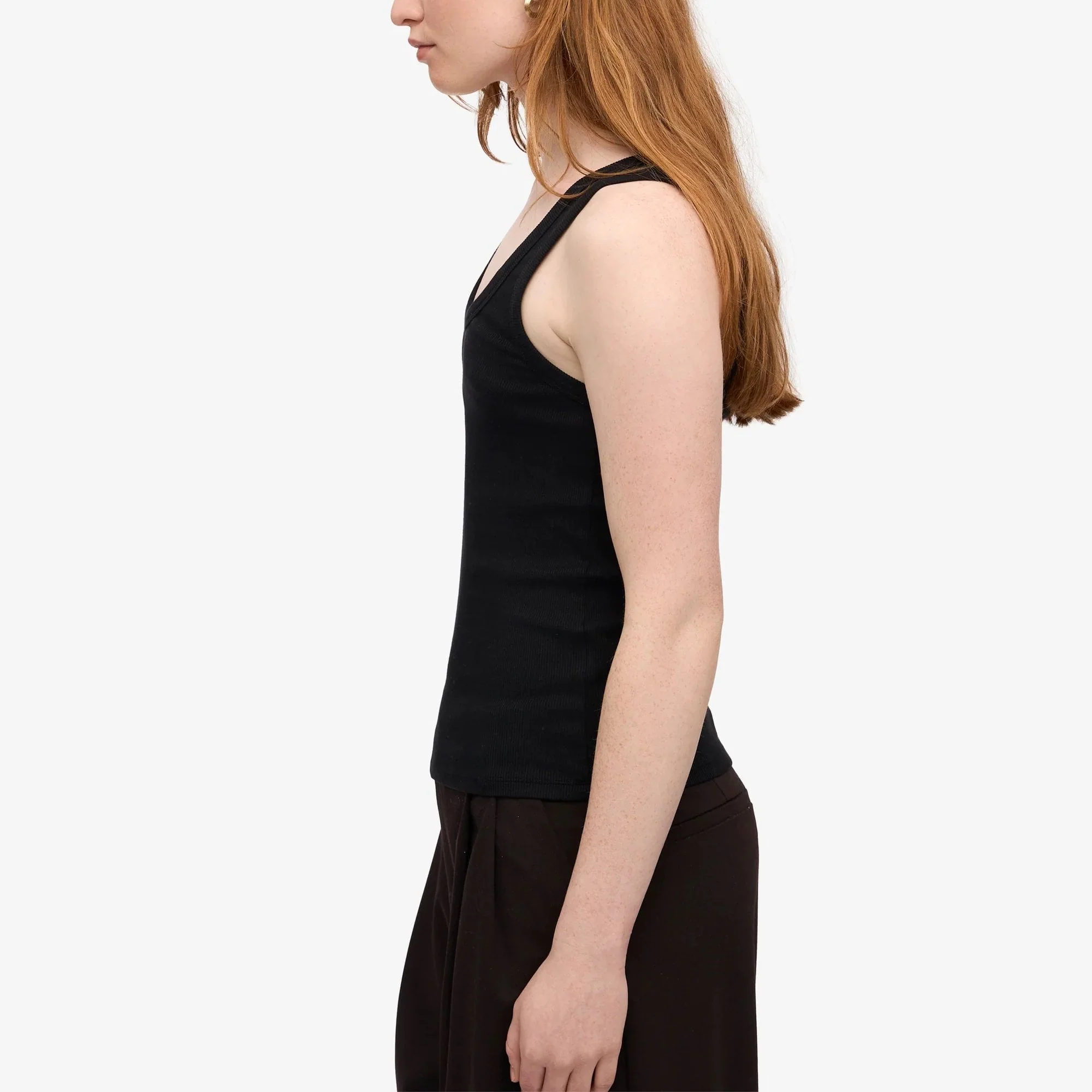 Women's Organic Rib Tank Top - Deep Black - Image 3