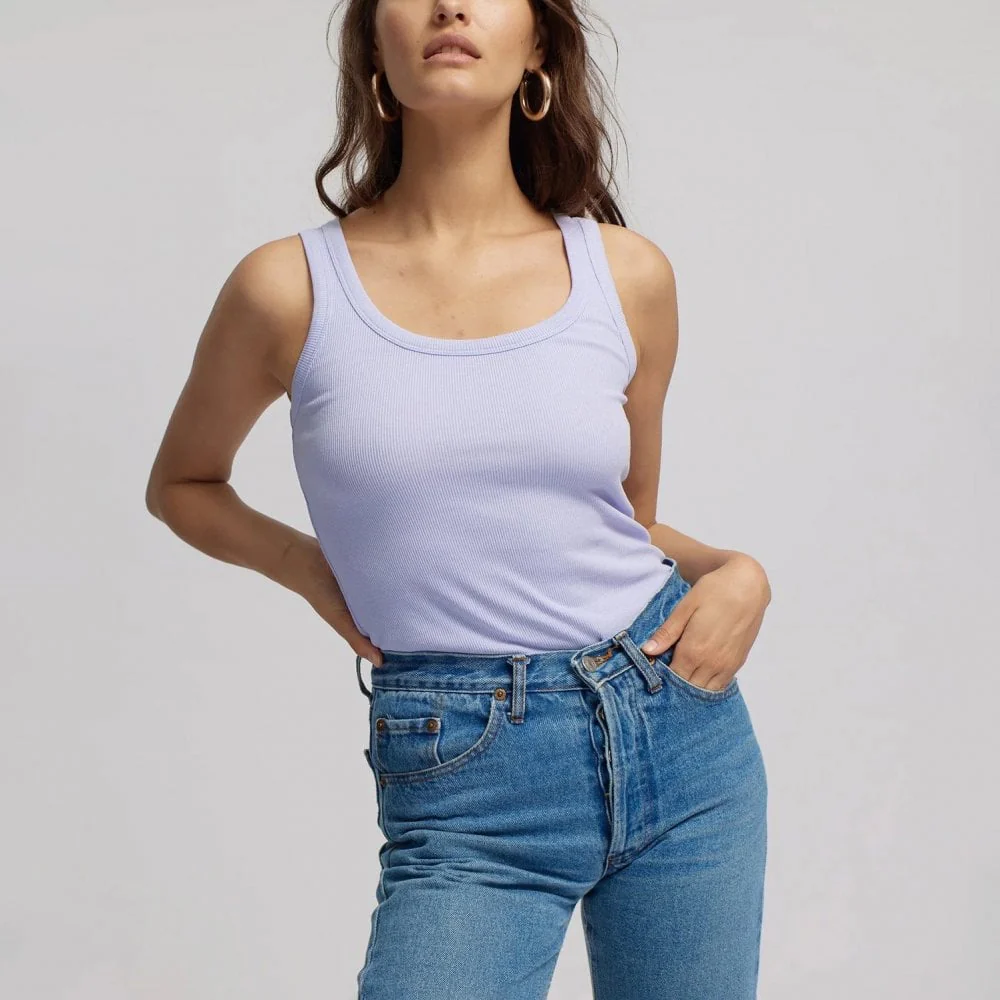 Women's Organic Rib Tank Top - Soft Lavender - Image 2