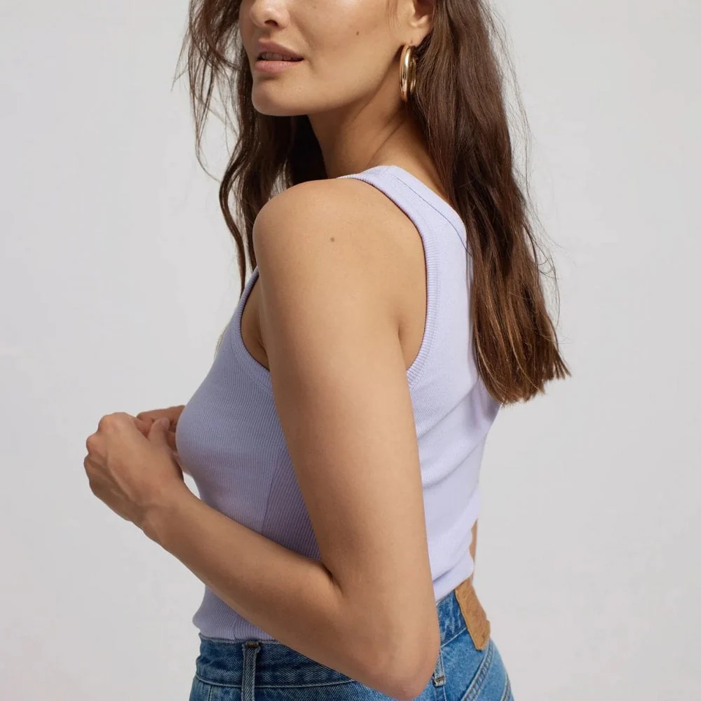 Women's Organic Rib Tank Top - Soft Lavender - Image 3