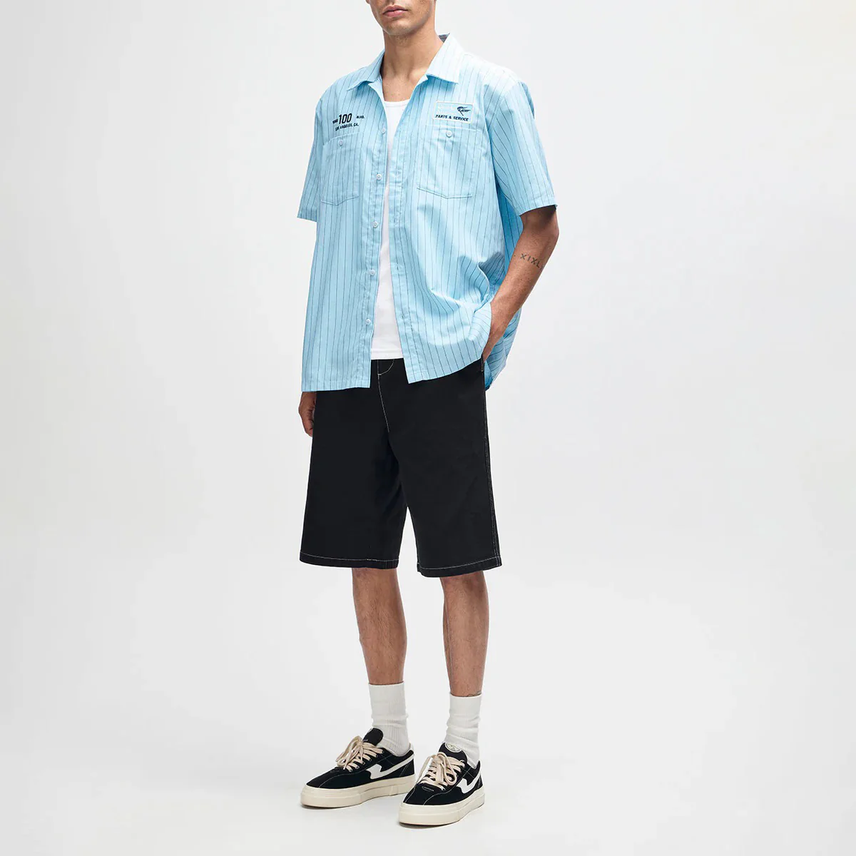 Forecourt Stripe Shirt - Sky Blue - Image 7