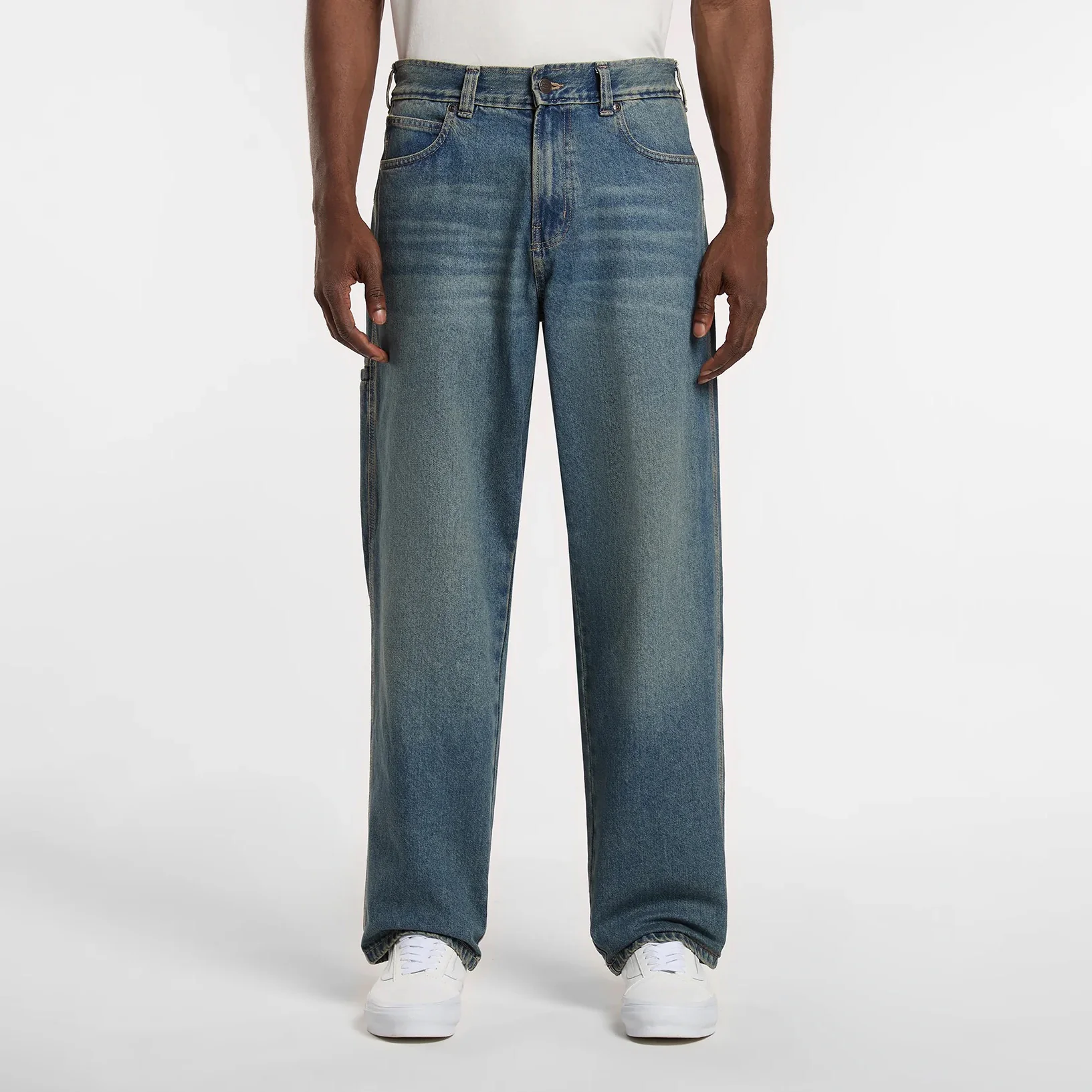 958 Baggy Tapered Work Jeans - Khaki Tinted Blue - Image 3