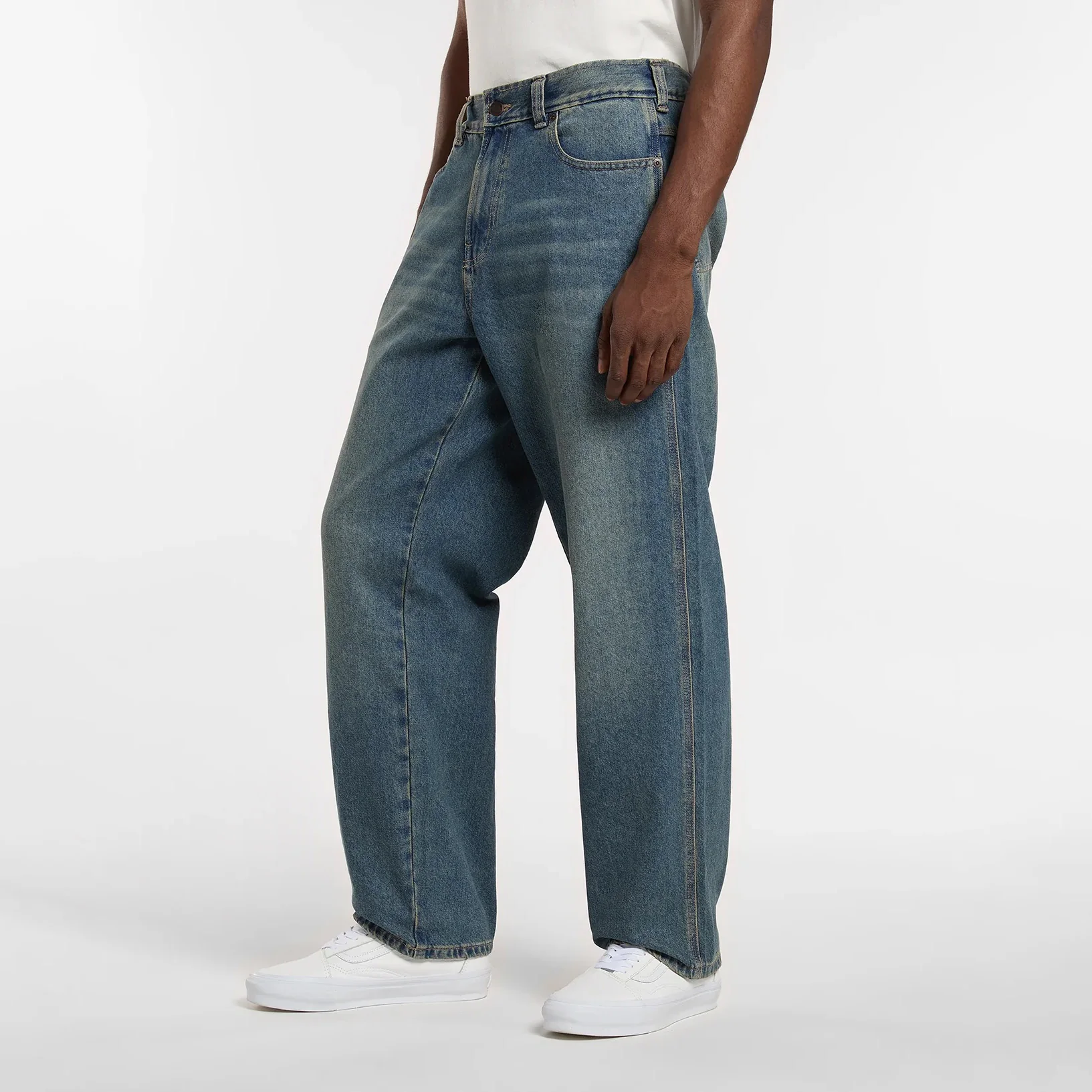 958 Baggy Tapered Work Jeans - Khaki Tinted Blue - Image 5