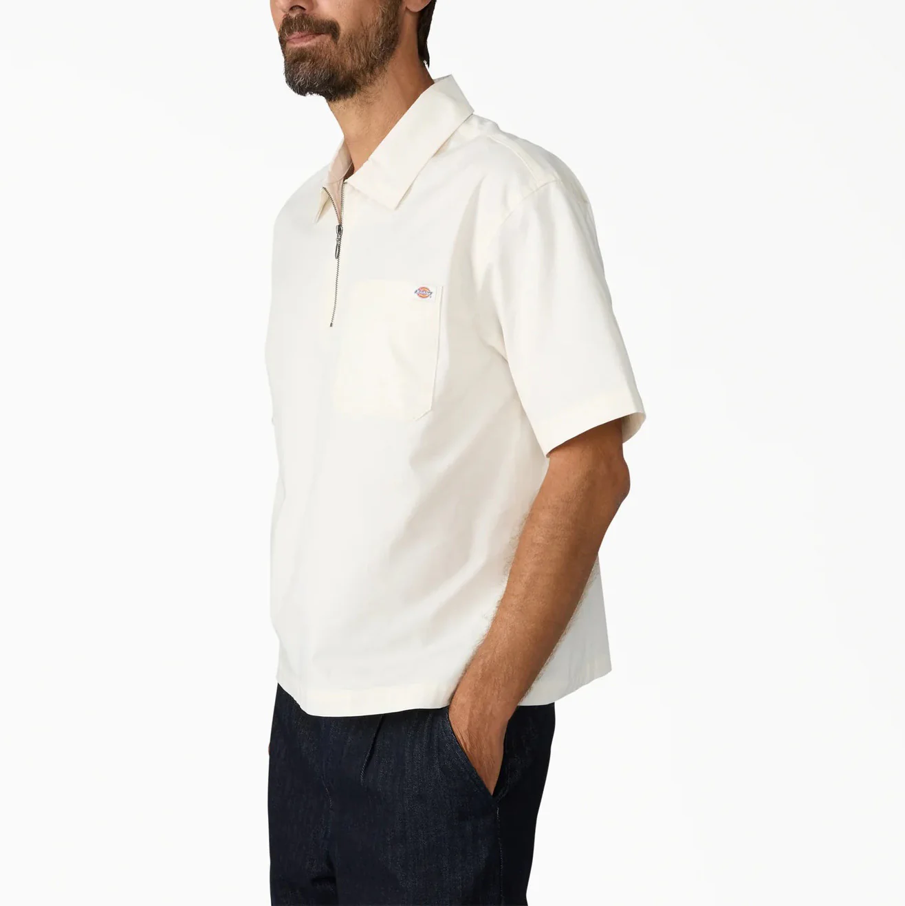 Cadiz Quarter Zip SS Shirt - Egret - Image 3