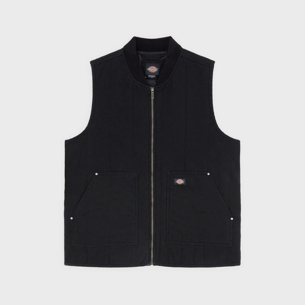 Quilted Canvas Vest, Black