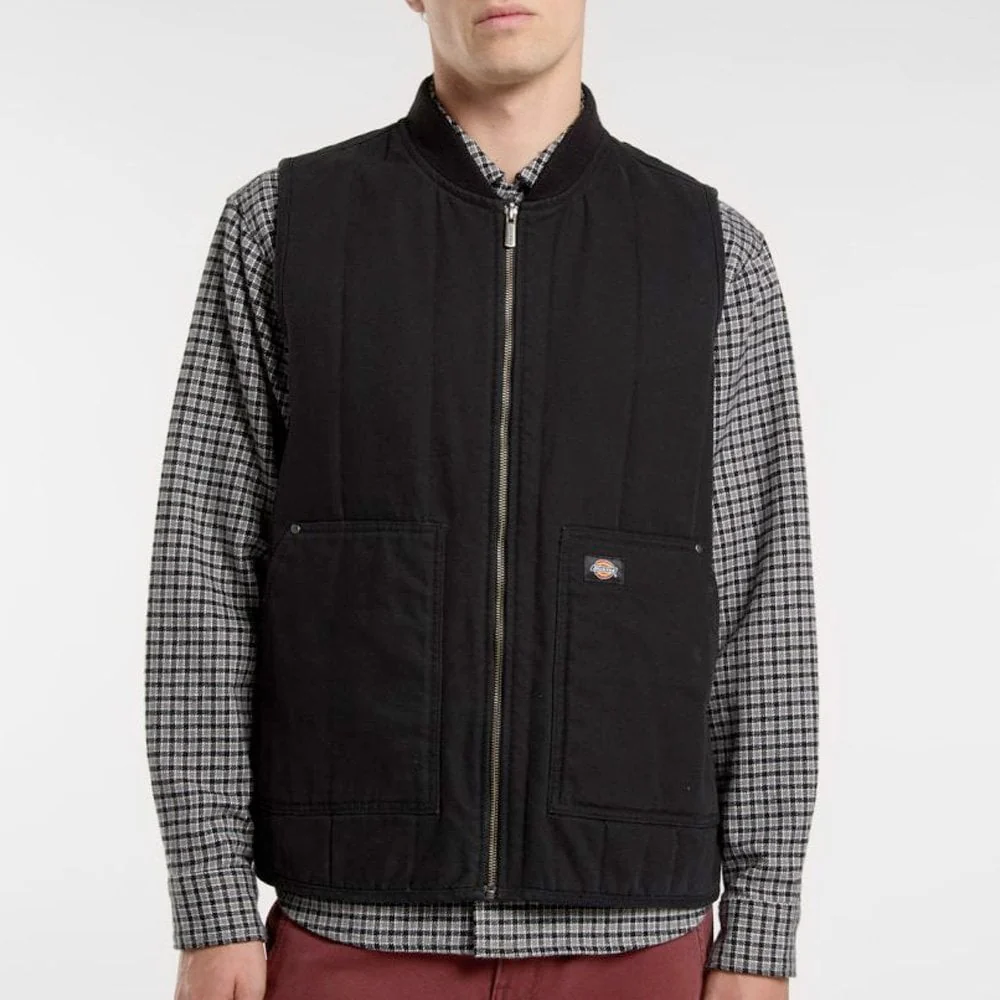 Quilted Canvas Vest, Black - Image 3