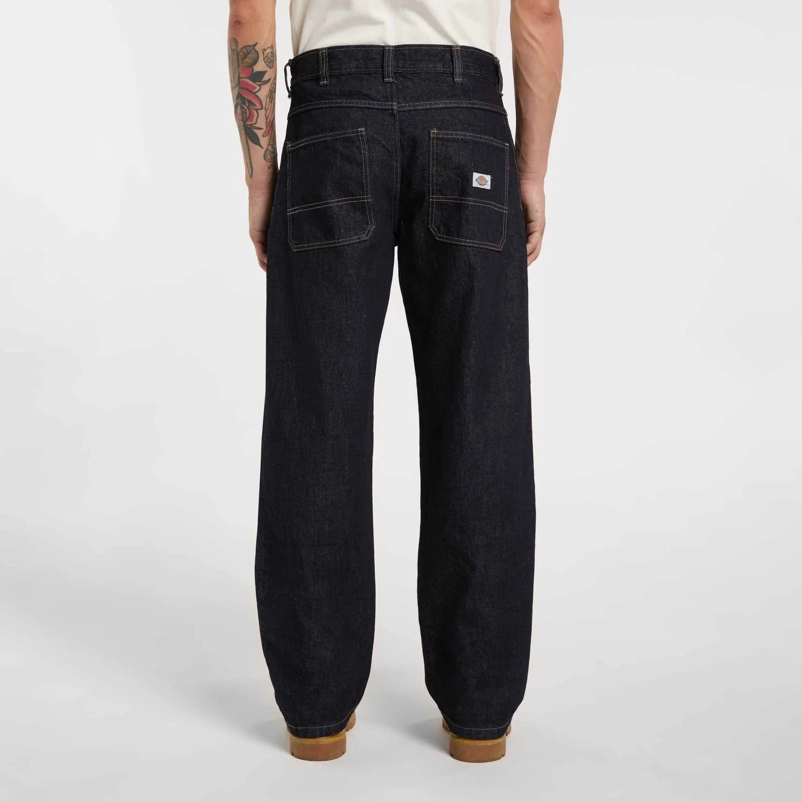 Trucker Selvedge Denim Double Knee Relaxed Jeans - Rinsed - Image 2