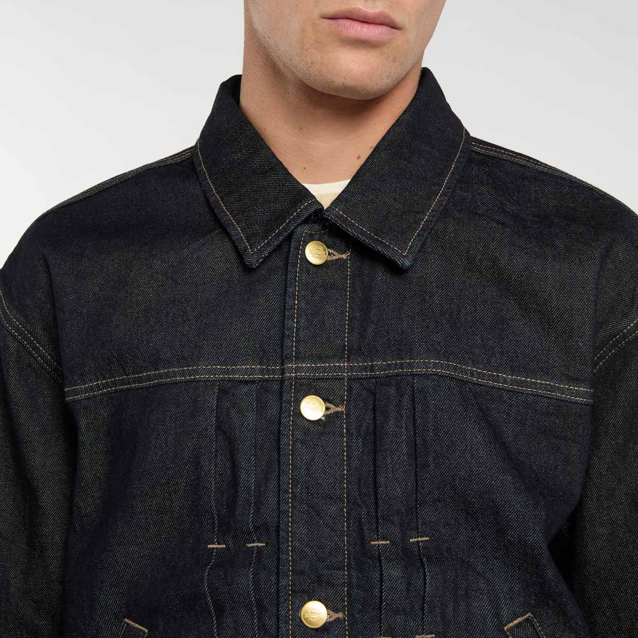 Trucker Pleated Selvedge Denim Jacket - Rinsed - Image 3