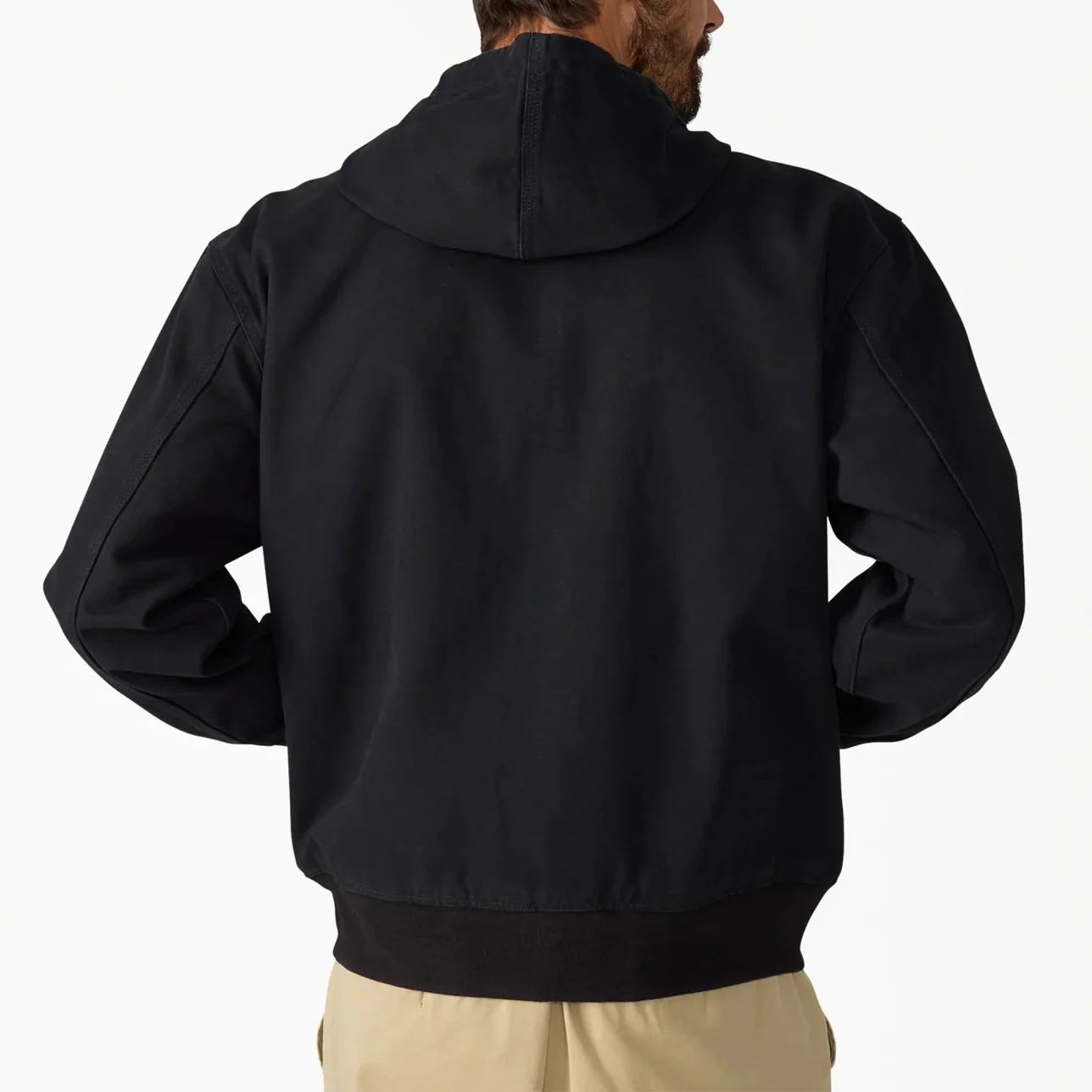 Unlined Canvas Hooded Bomber - Black - Image 2