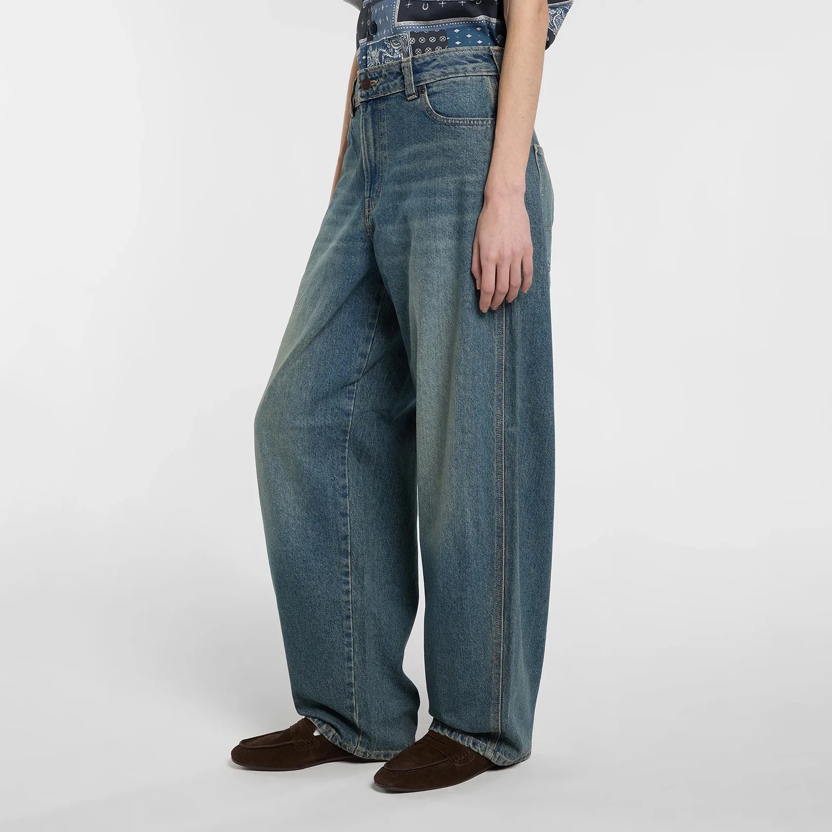 Women's 957 Loose Tapered Work Jeans - Khaki Tinted Blue - Image 5