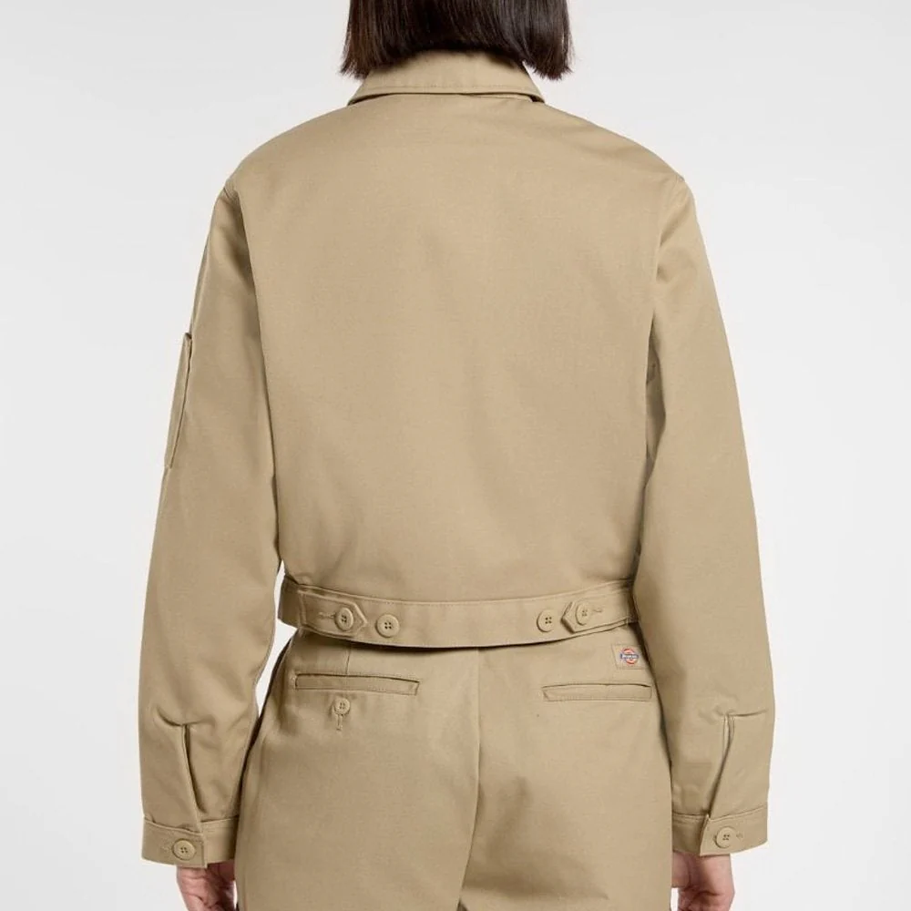 W' Lined Eisenhower Cropped Jacket, Khaki - Image 4