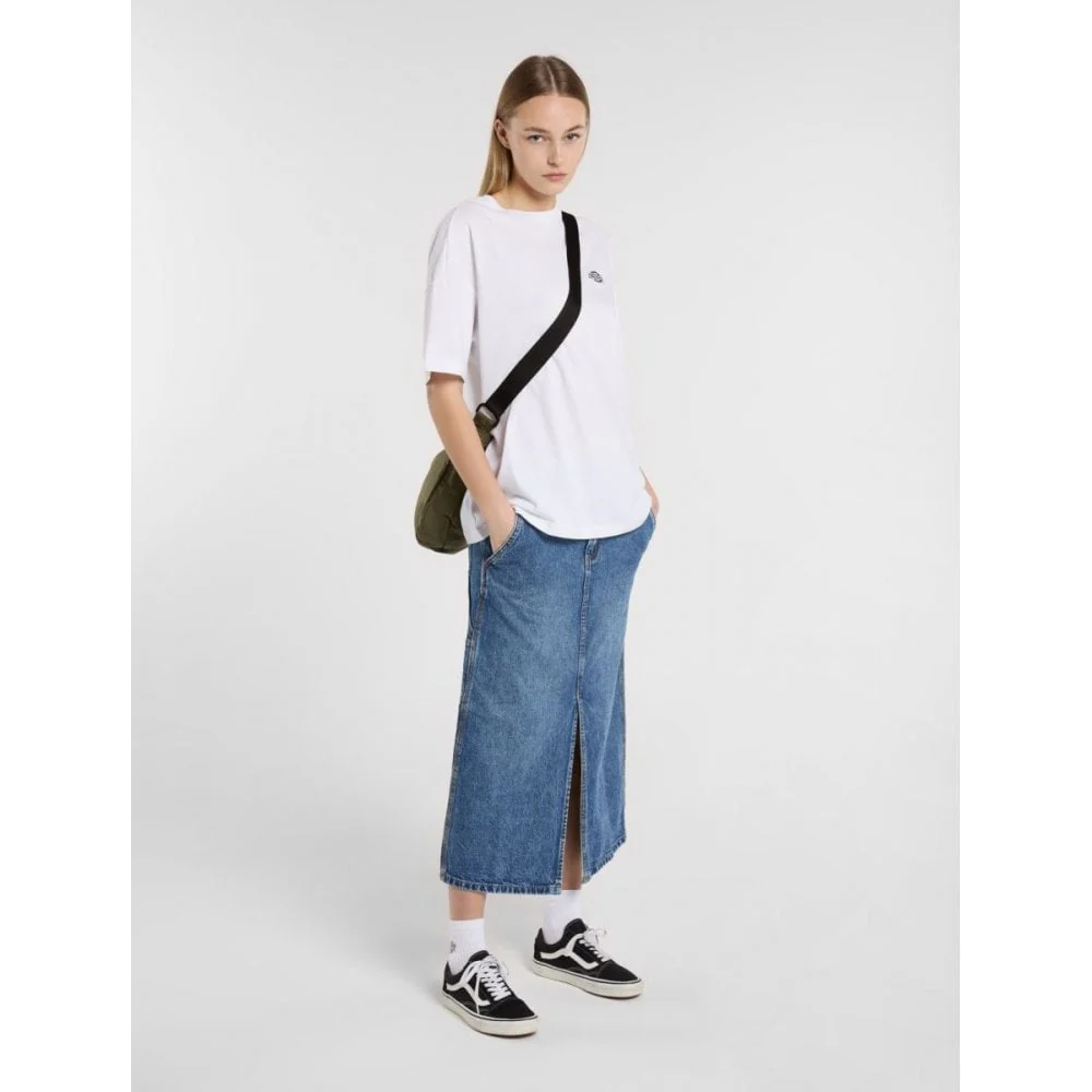 W' Long Denim Carpenter Skirt - Rinsed Blue - Image 5