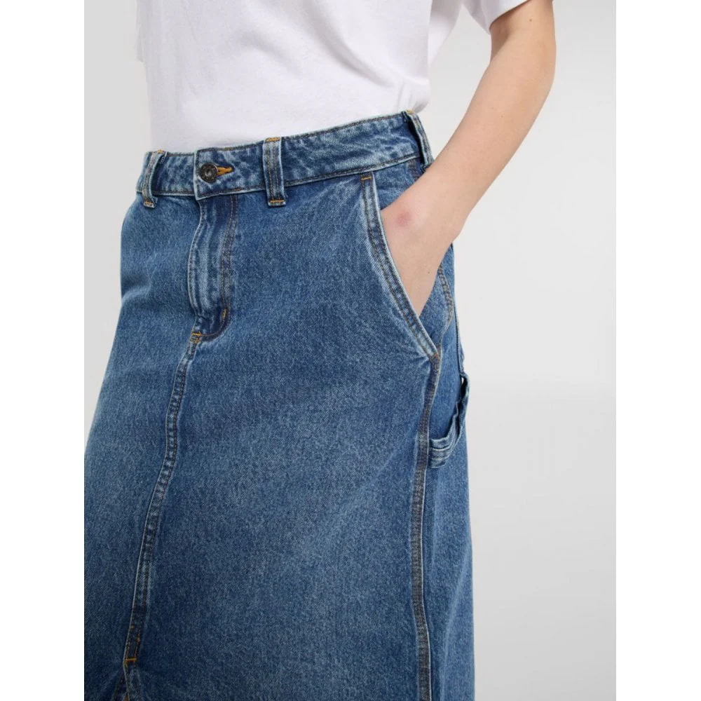 W' Long Denim Carpenter Skirt - Rinsed Blue - Image 7