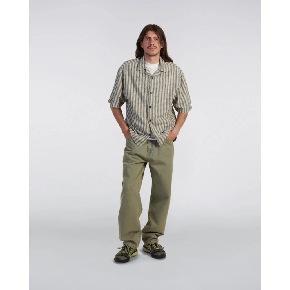 Saga S/S Shirt, Grid Stripe - Black / White (Garment Washed) - Image 5