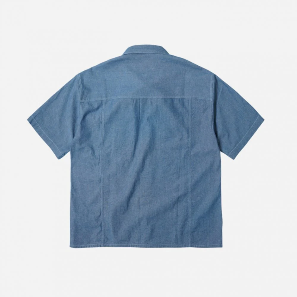 Chambray Big Pocket Half Shirt - Blue - Image 2