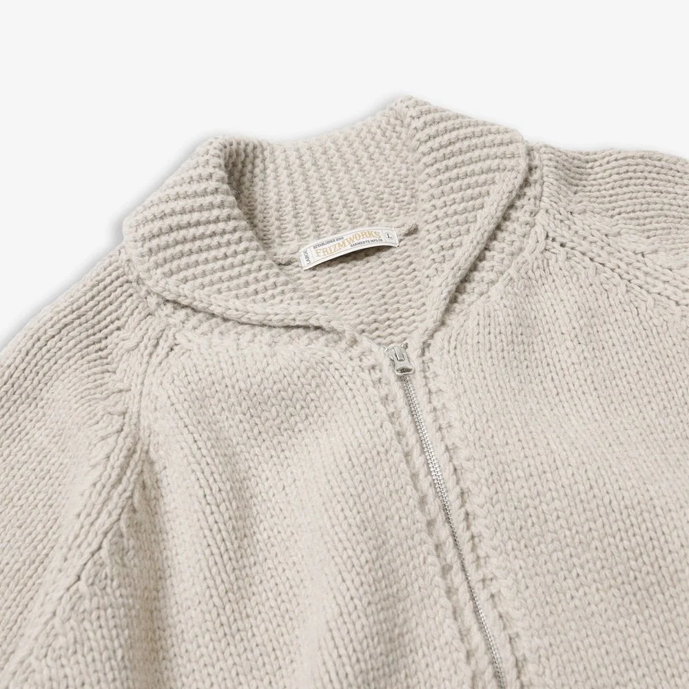 Heavy Cowichan Zipup Cardigan - Oatmeal - Image 4