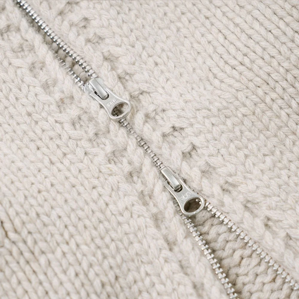 Heavy Cowichan Zipup Cardigan - Oatmeal - Image 8