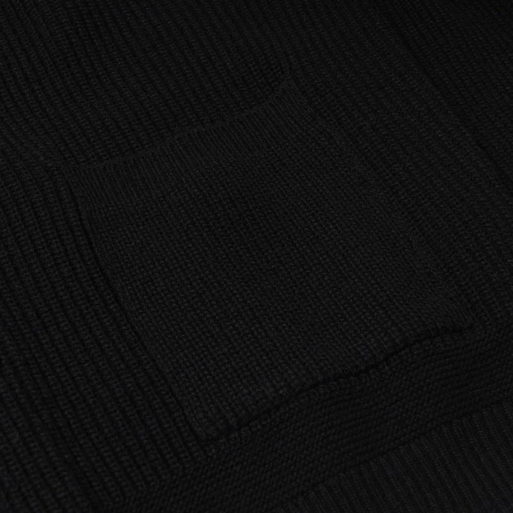 Heavy Wool Round Cardigan - Black - Image 3