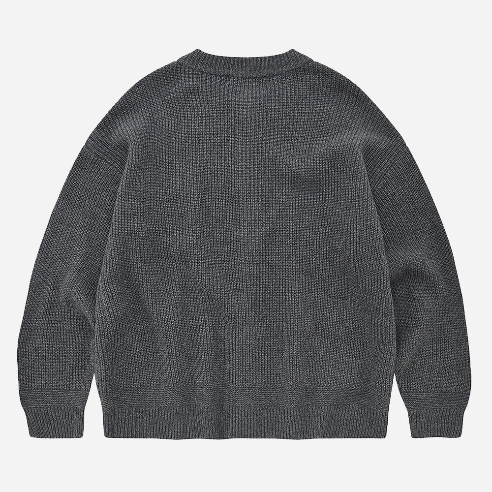 Heavy Wool Round Cardigan - Dark Grey - Image 2