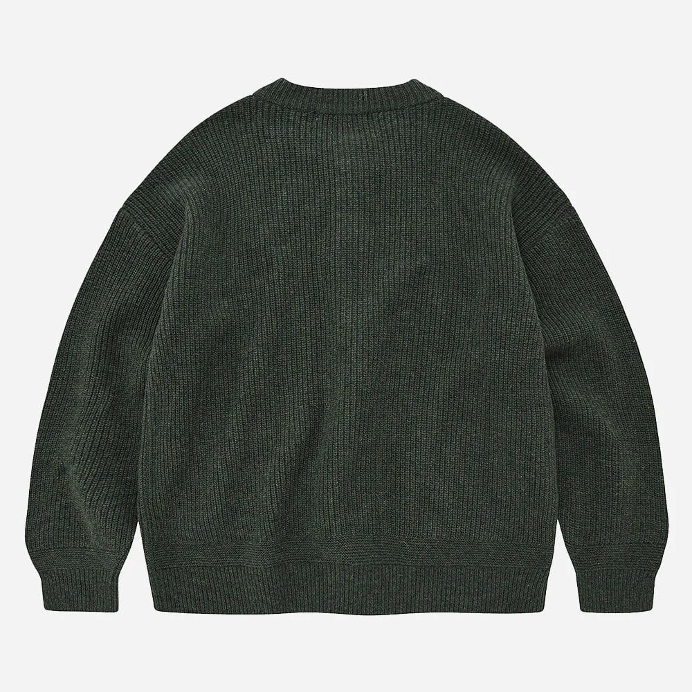 Heavy Wool Round Cardigan - Forest Green - Image 2