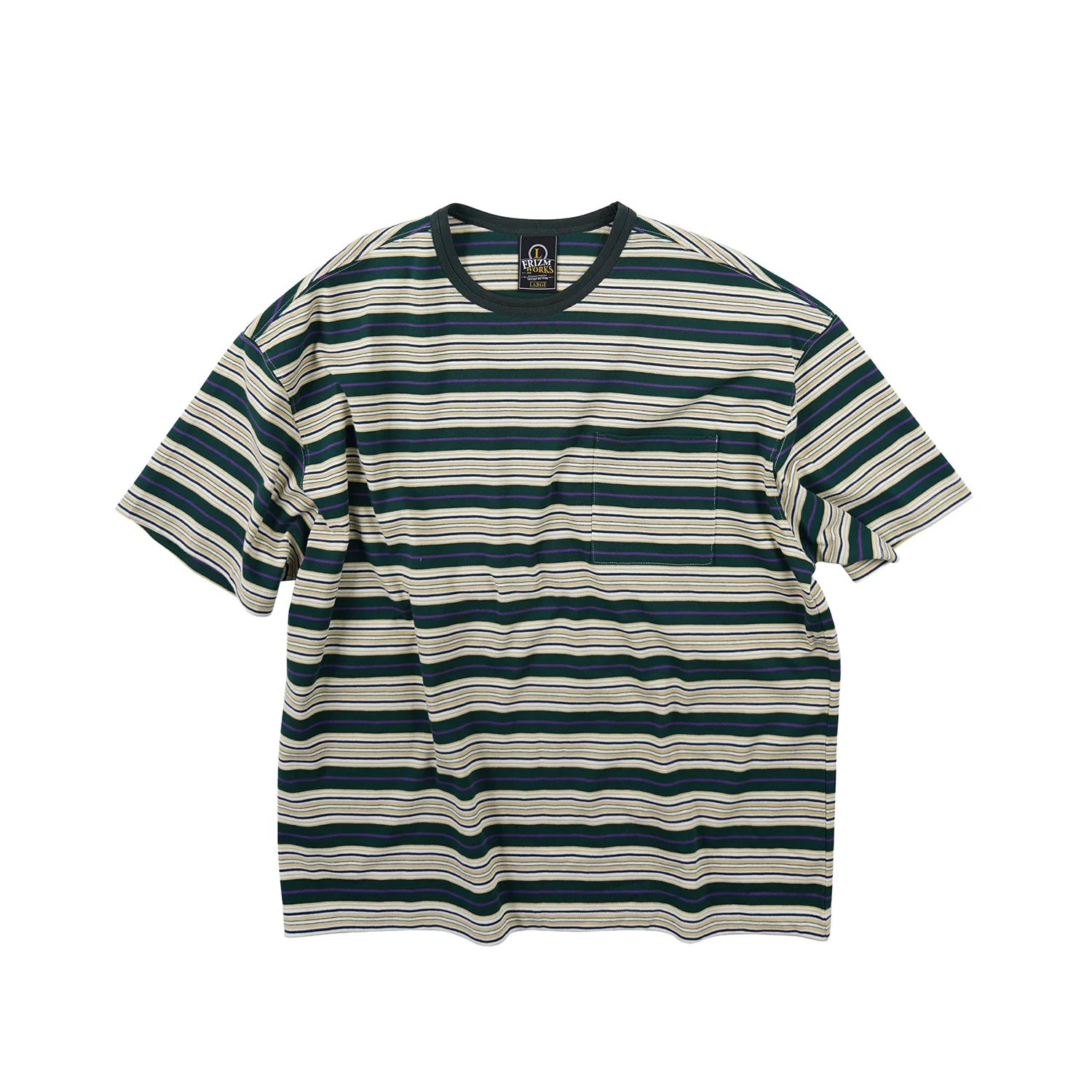 Horizon Stripe Half Tee - Dark Green