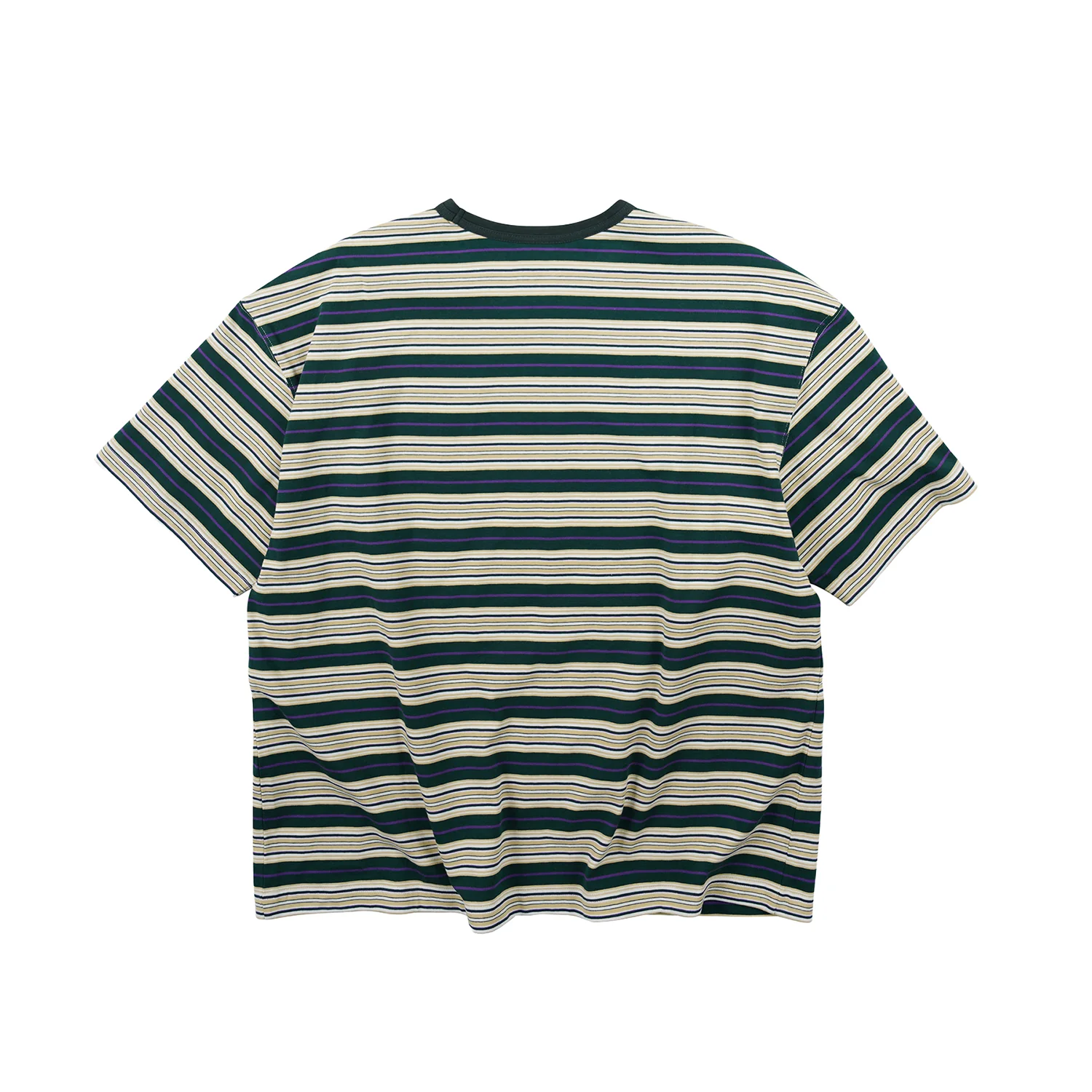 Horizon Stripe Half Tee - Dark Green - Image 2