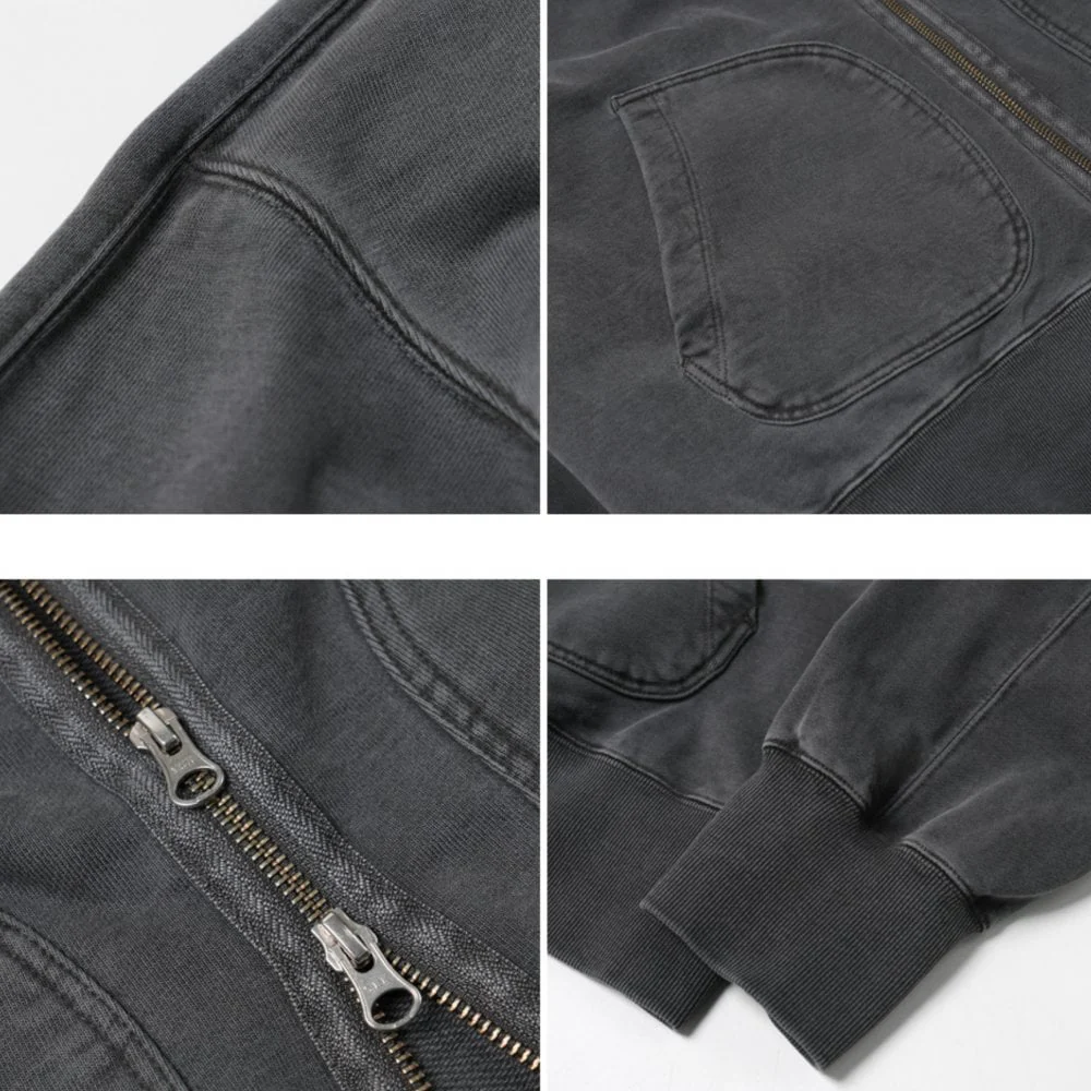 OG Pigment Dyeing Hood Zip-Up - Charcoal - Image 3