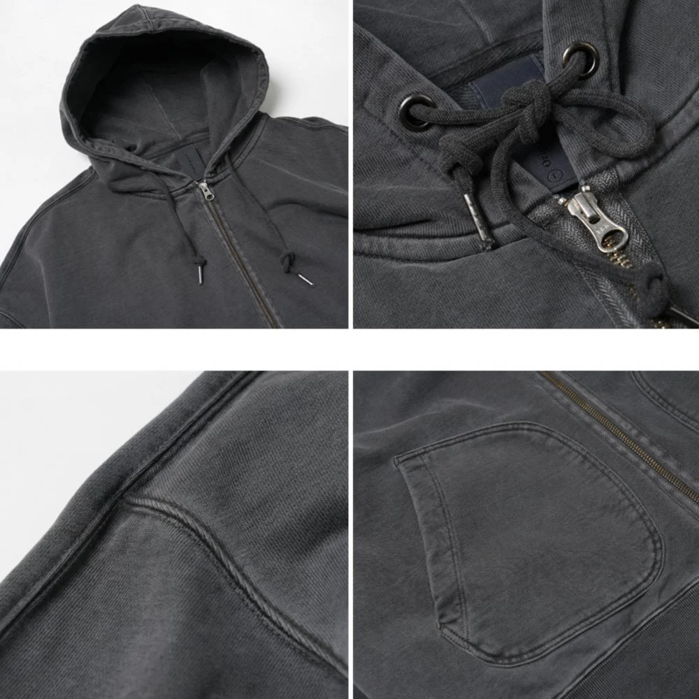 OG Pigment Dyeing Hood Zip-Up - Charcoal - Image 4