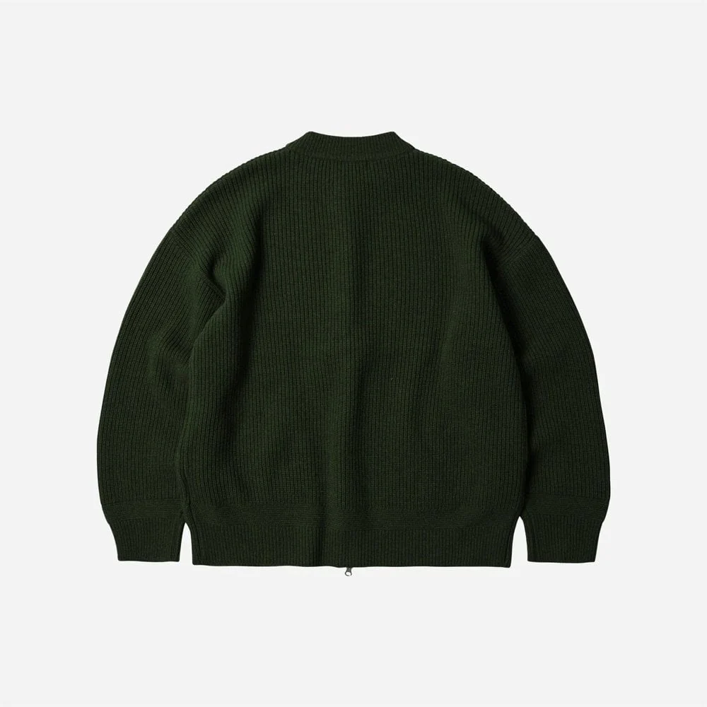 Wool Deck Zipup Cardigan - Forest Green - Image 2