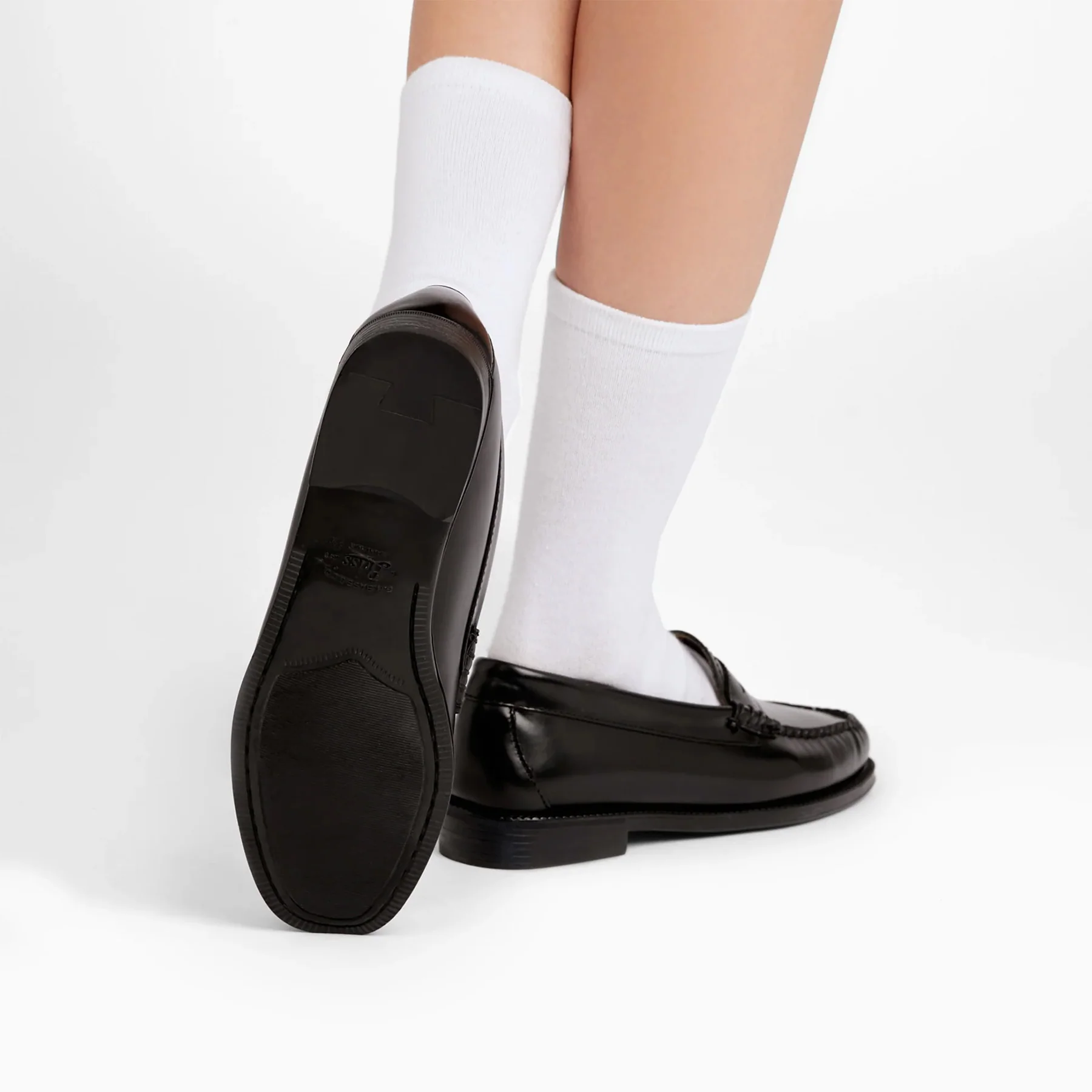 Womens Easy Weejuns Penny Loafers - Black Leather - Image 4