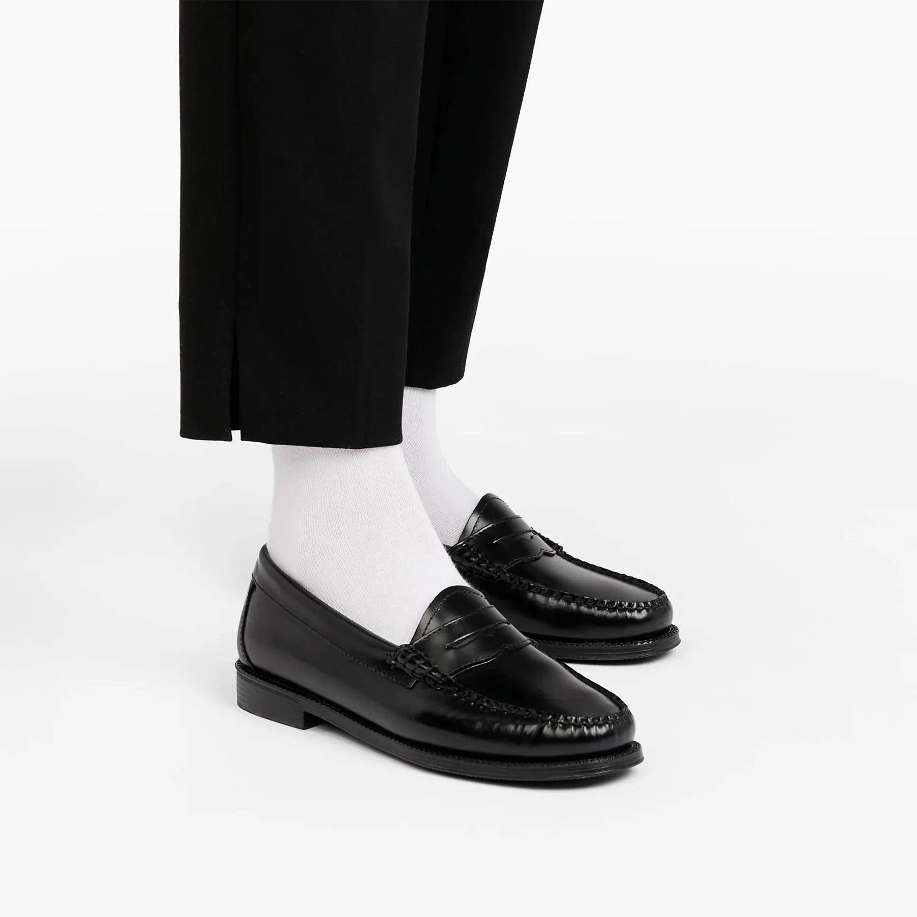 Womens Easy Weejuns Penny Loafers - Black Leather - Image 5