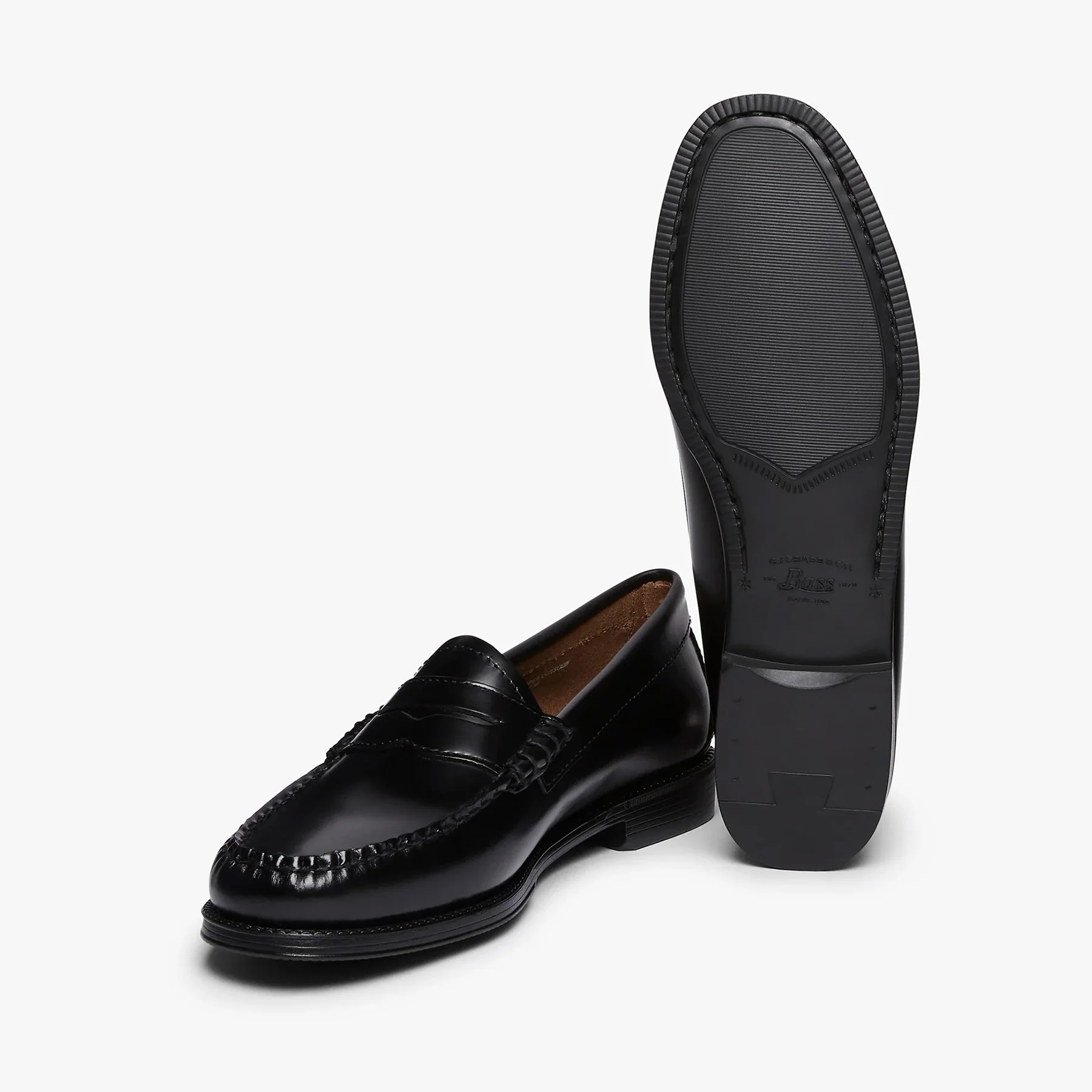 Womens Easy Weejuns Penny Loafers - Black Leather - Image 7