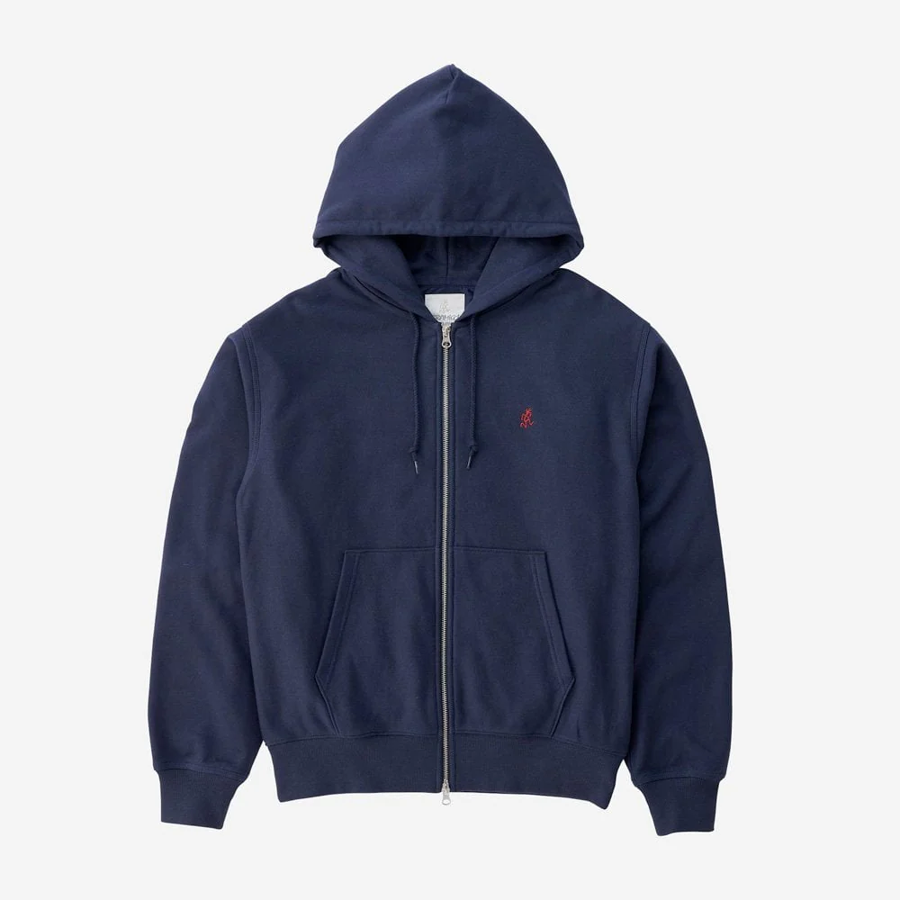 One Point Zip Hooded Sweatshirt - Navy