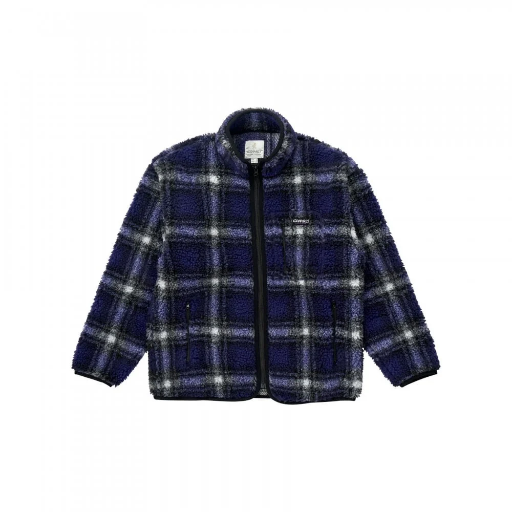 Shadow Plaid Sherpa Jacket - Purple Shadow Plaid