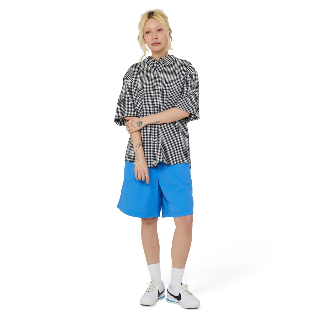 89 Micro Gingham SS Oxford Shirt - Black/White - Image 5