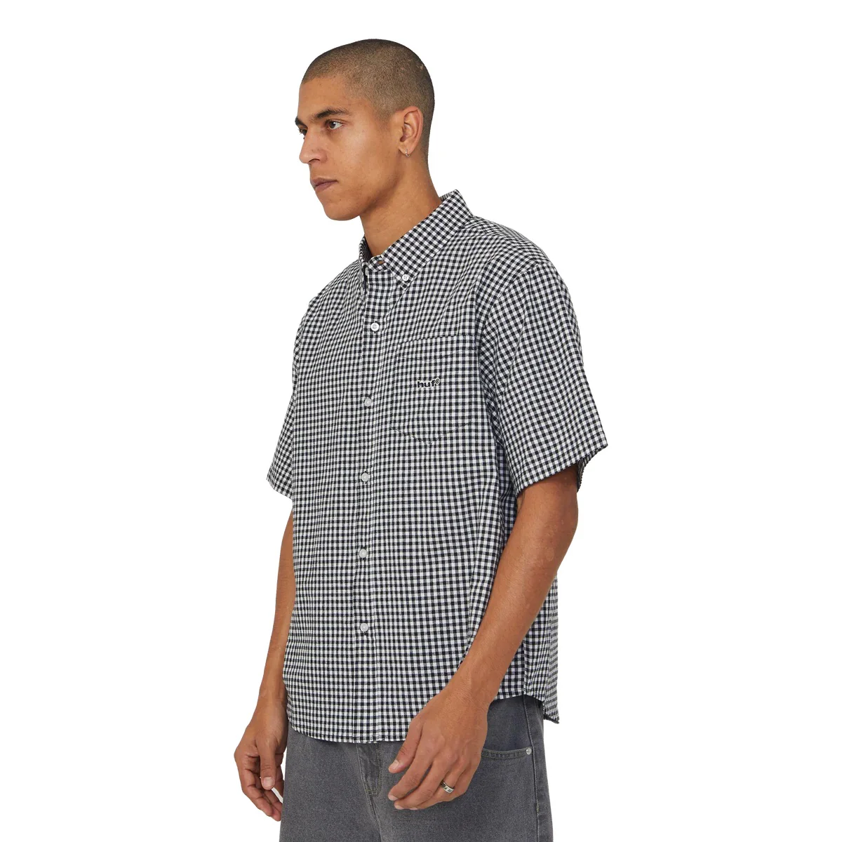 89 Micro Gingham SS Oxford Shirt - Black/White - Image 6