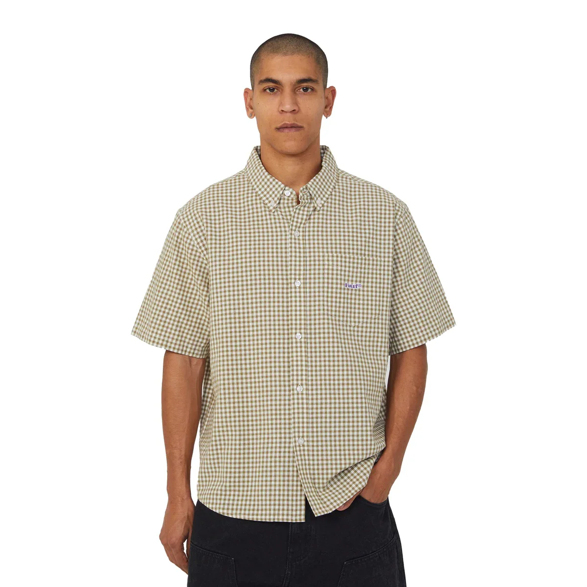 89 Micro Gingham SS Oxford Shirt - Natural - Image 4
