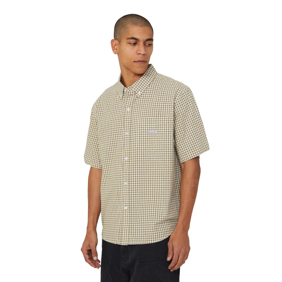 89 Micro Gingham SS Oxford Shirt - Natural - Image 5