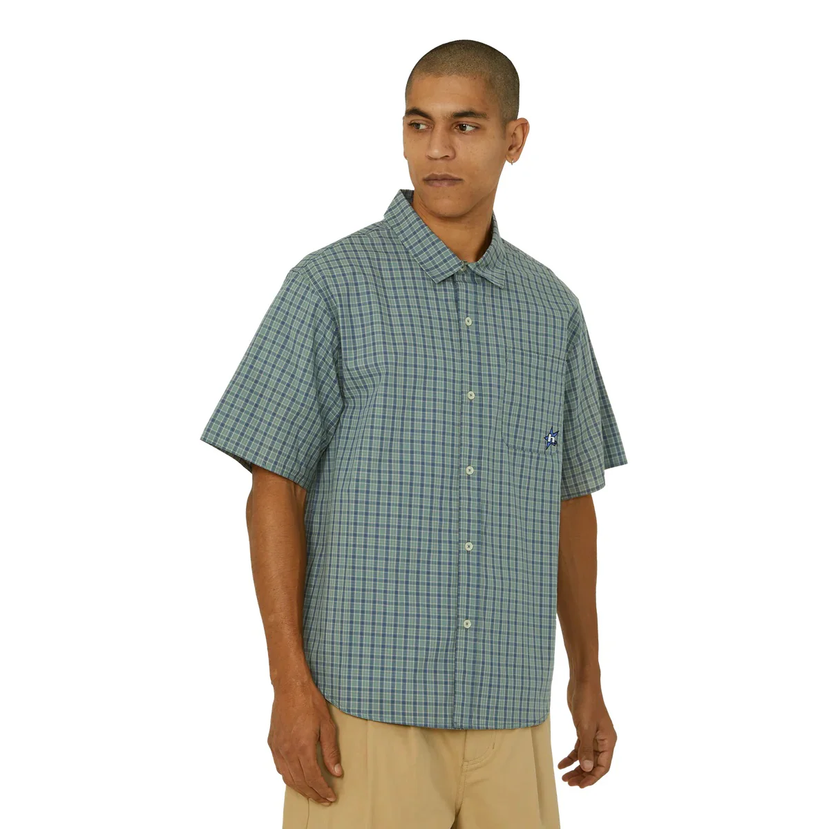 H Star SS Plaid Shirt - Marine - Image 5