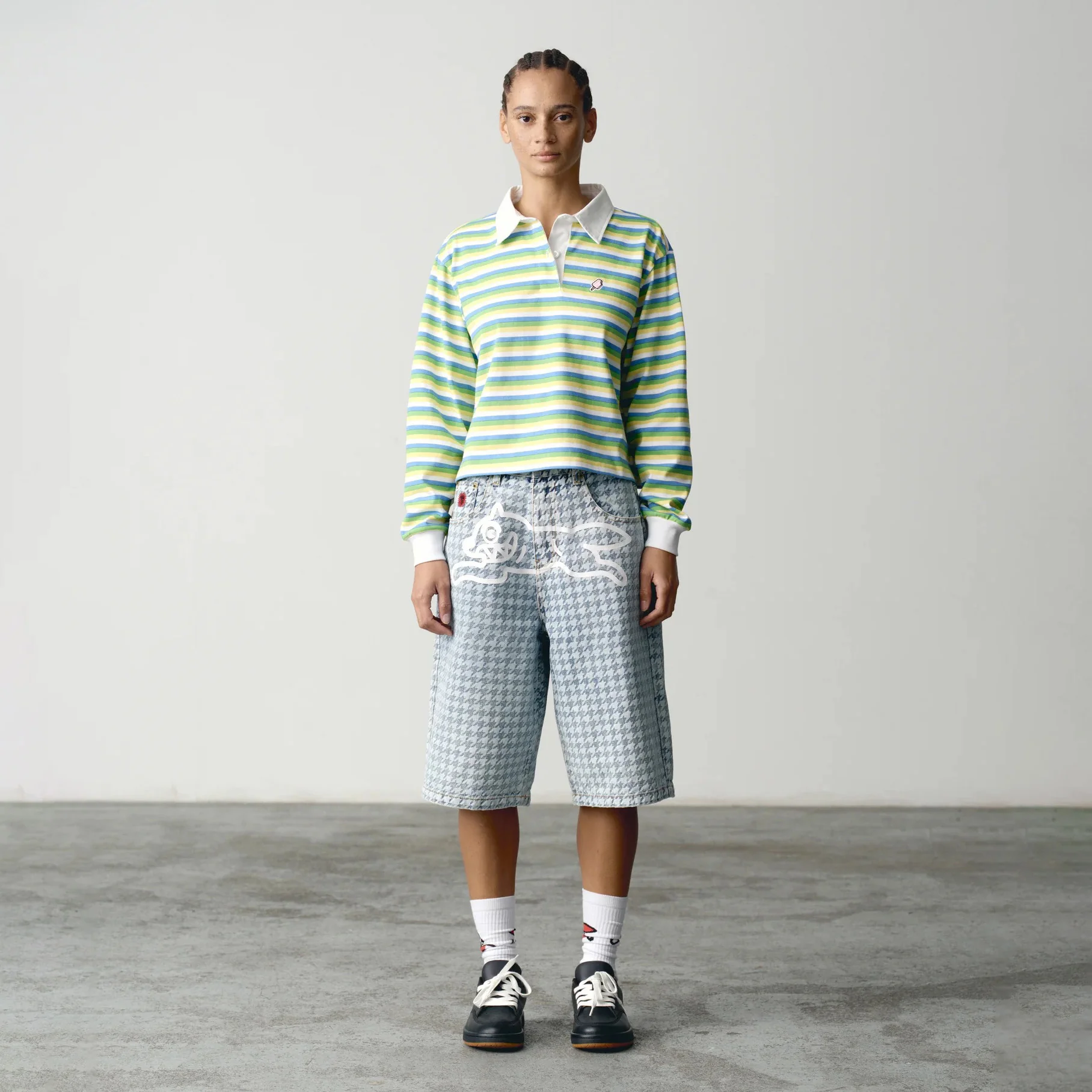 Womens Popsicle Striped Cropped Rugby Shirt - Multi - Image 6
