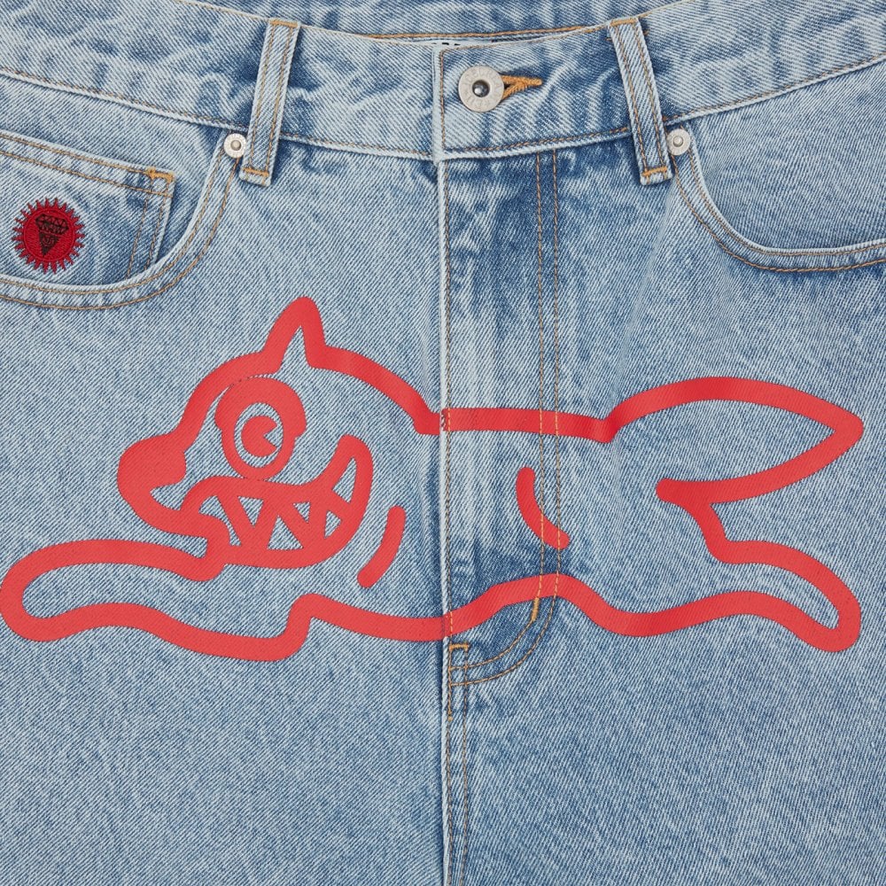 Running Dog Denim Shorts - Light Wash Blue - Image 3
