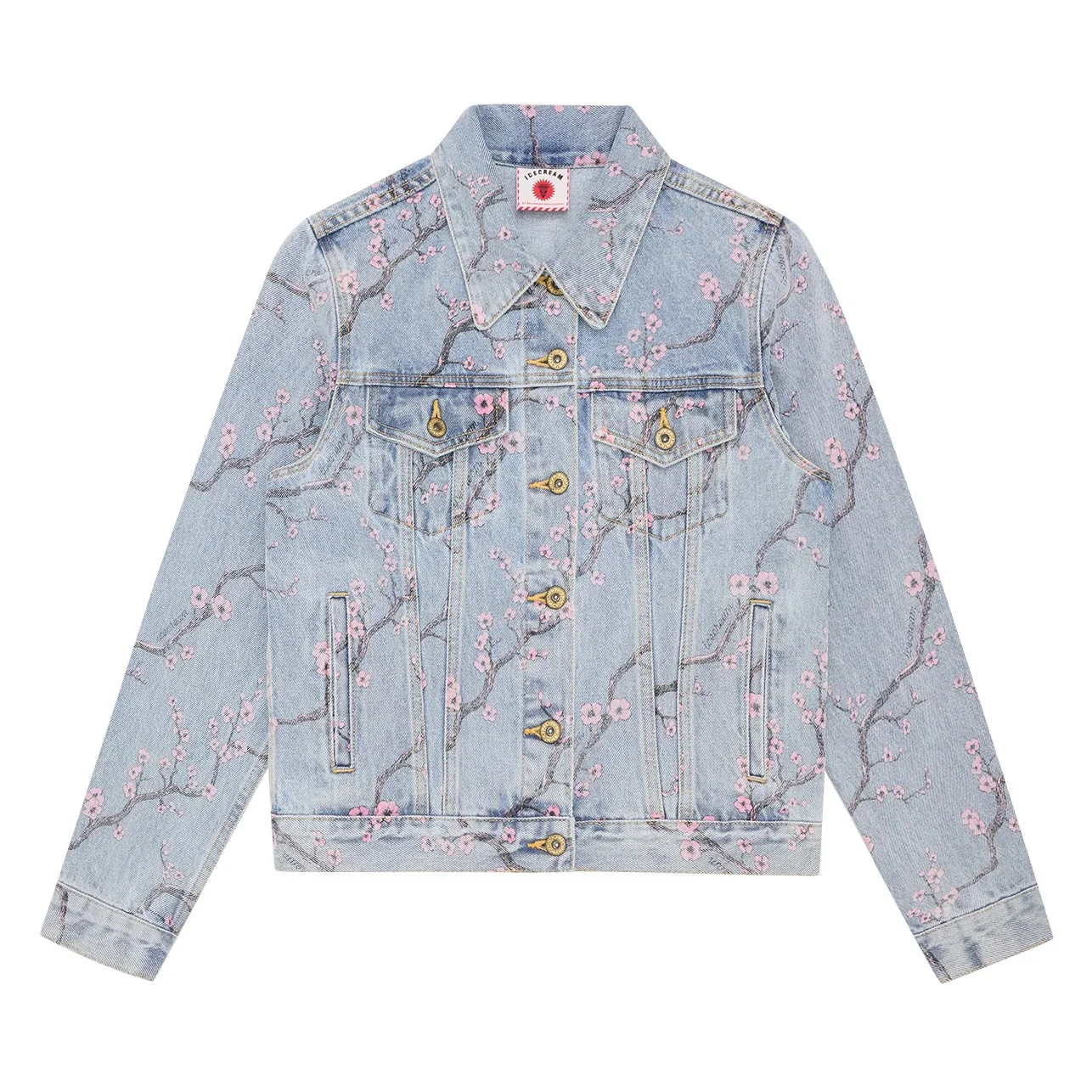 Womens Sakura Denim Trucker Jacket - Light Wash Blue