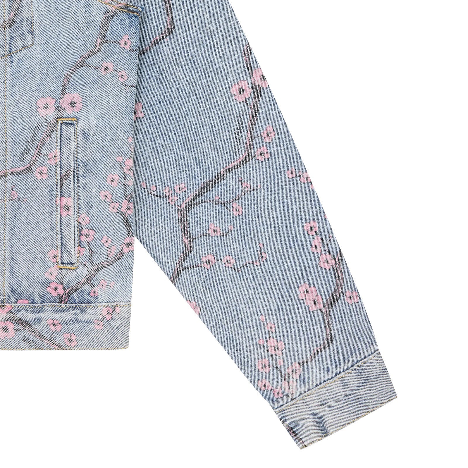 Womens Sakura Denim Trucker Jacket - Light Wash Blue - Image 4