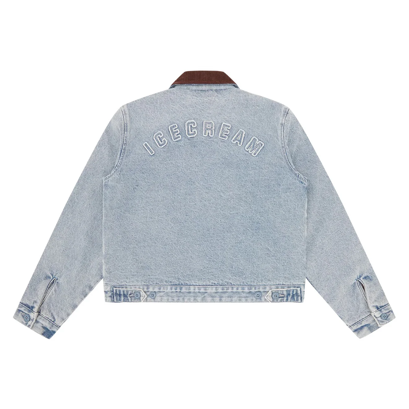 Womens Team IC Cropped Work Jacket - Light Wash Blue - Image 3